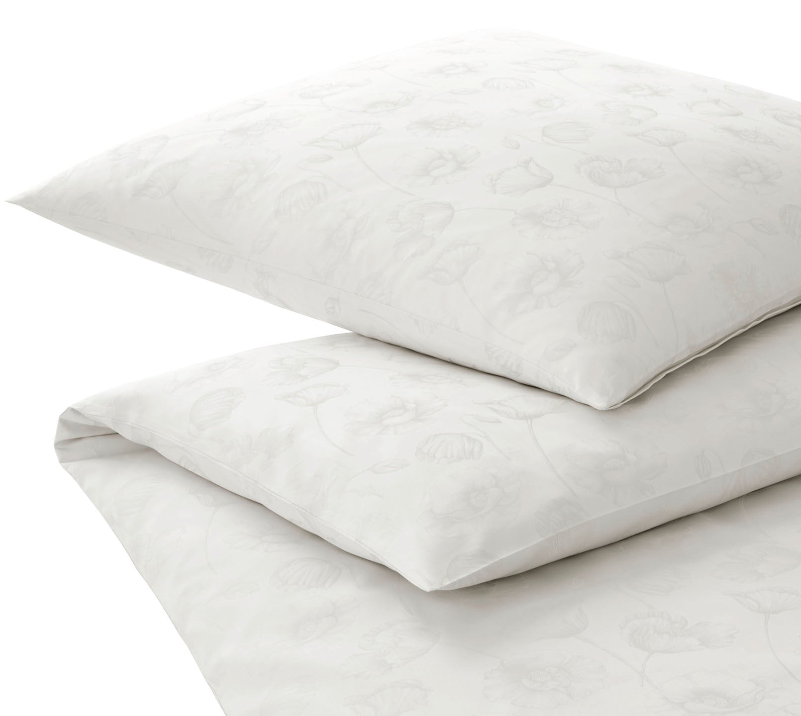 Jacquard Bettwäsche Poppy in Weiß Mohnblüten Freisteller #farbe_Poppy Weiß