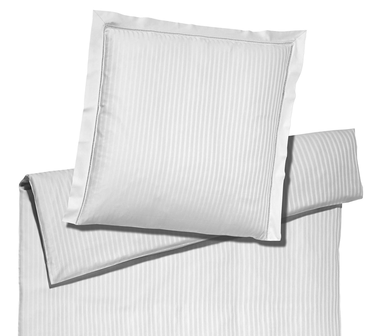 Jacquard Bettwaesche White House in Weiss Streifen Freisteller #farbe_Weiß