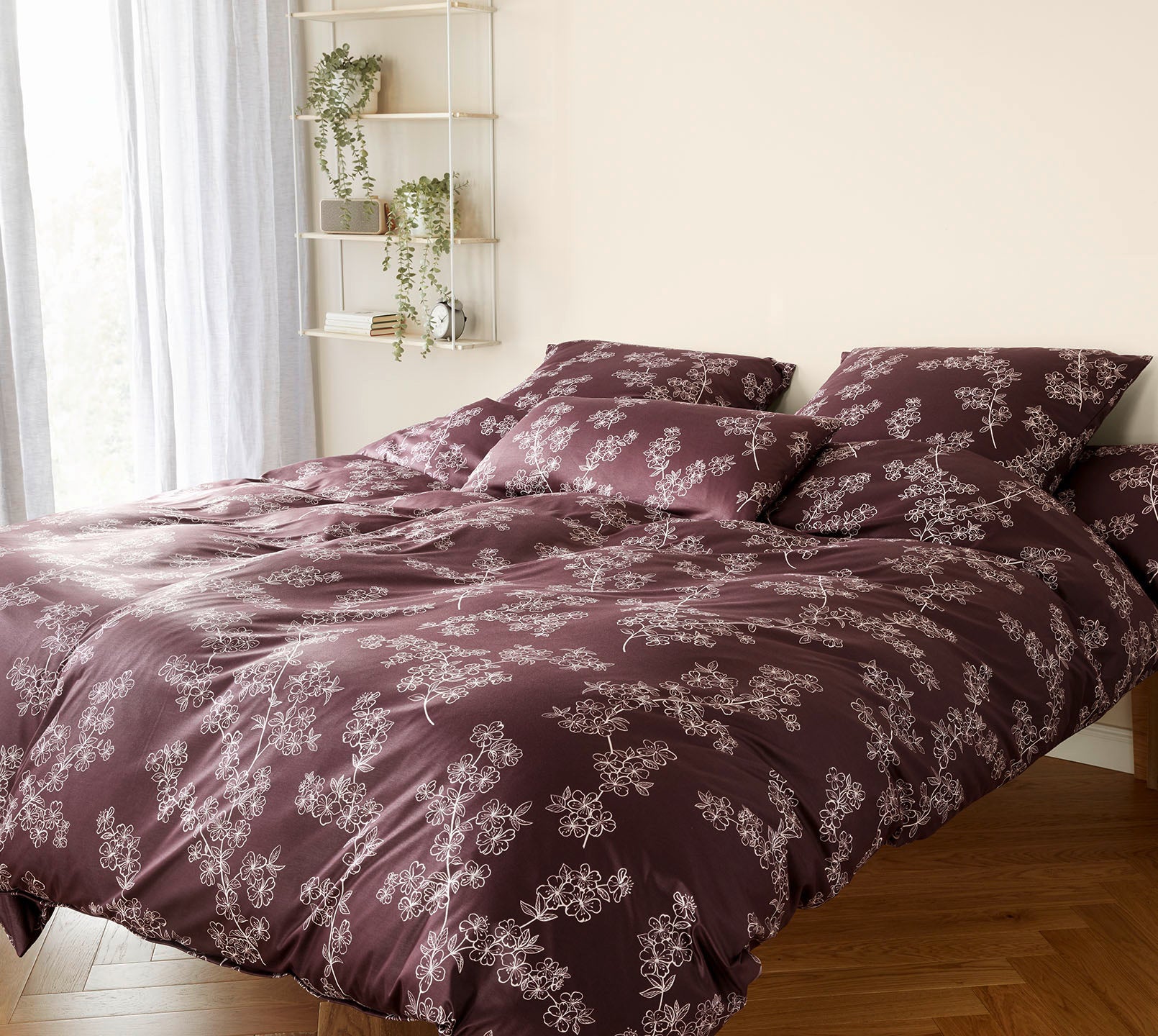 Jersey Bettwäsche Cherry Blossom in Rose-Wine Blüten Schlafzimmer #farbe_Cherry Blossom Rose-Wine