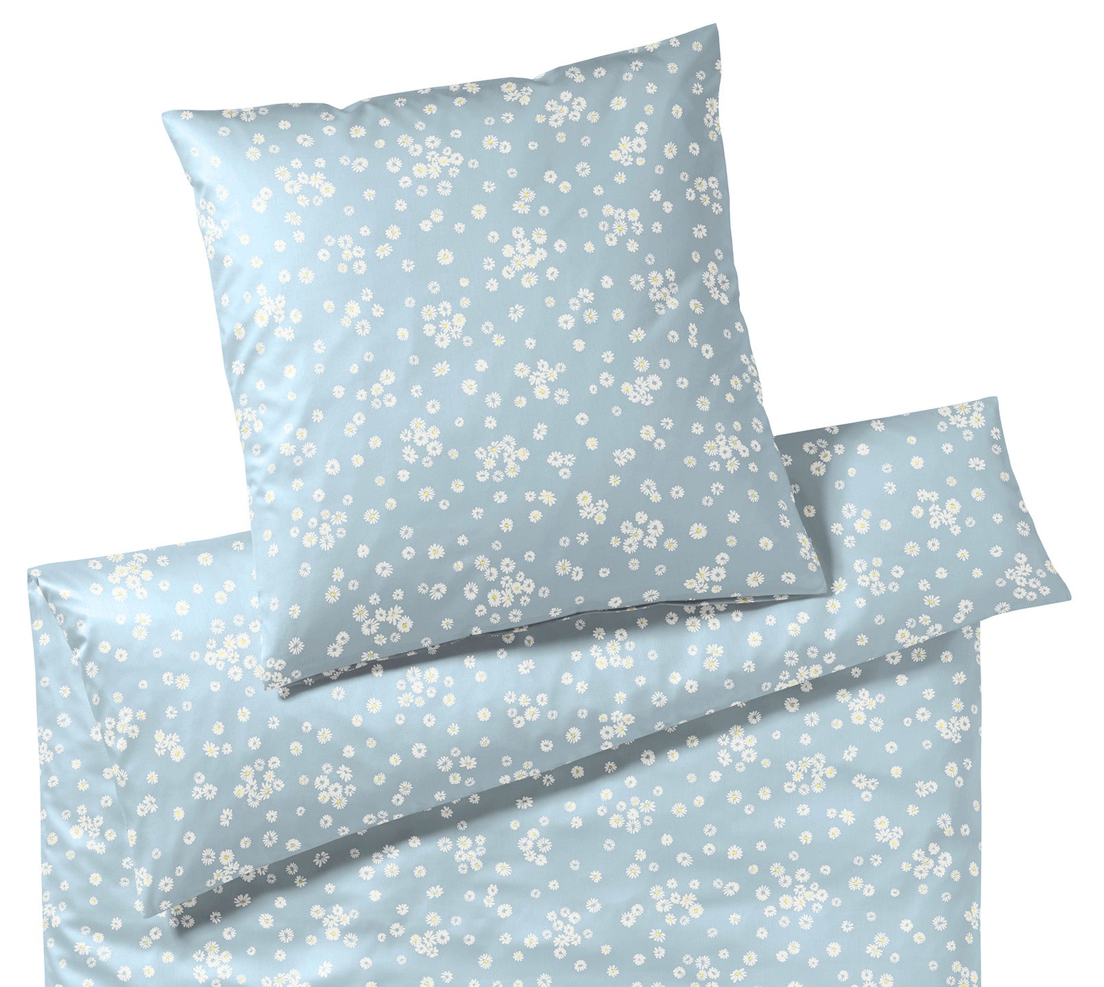 Jersey Bettwaesche Daisies in Bleu Blüten Freisteller #farbe_Bleu