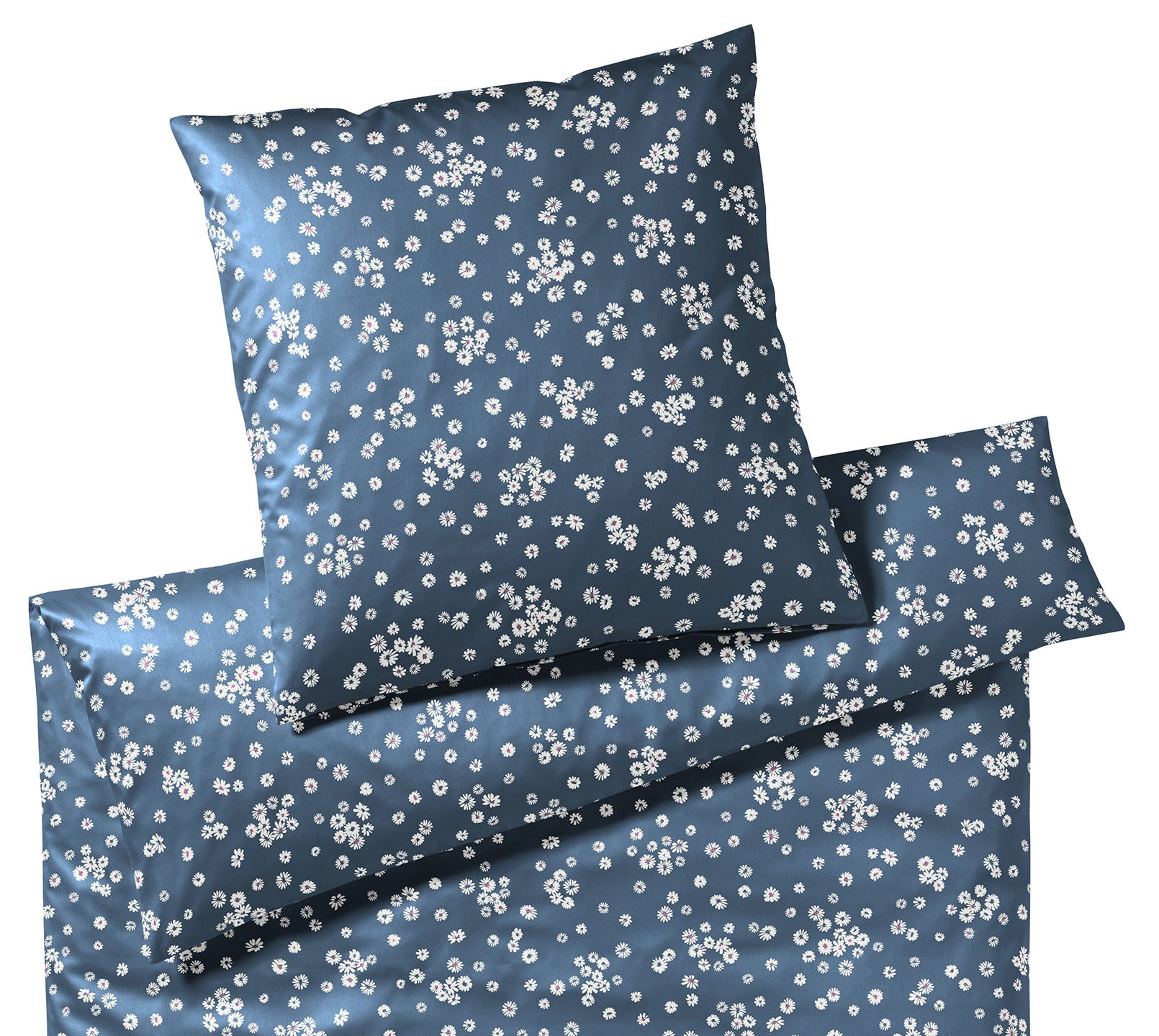 Jersey Bettwaesche Daisies in Marine Blüten Freisteller #farbe_Marineblau