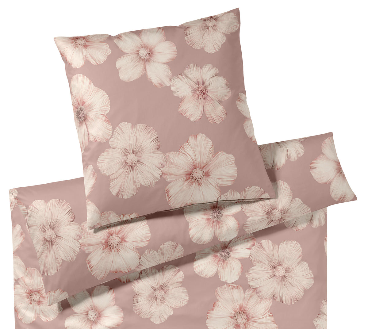 Jersey Bettwäsche Devine Jersey in Rouge Blüten Freisteller #farbe_Devine Jersey Rouge