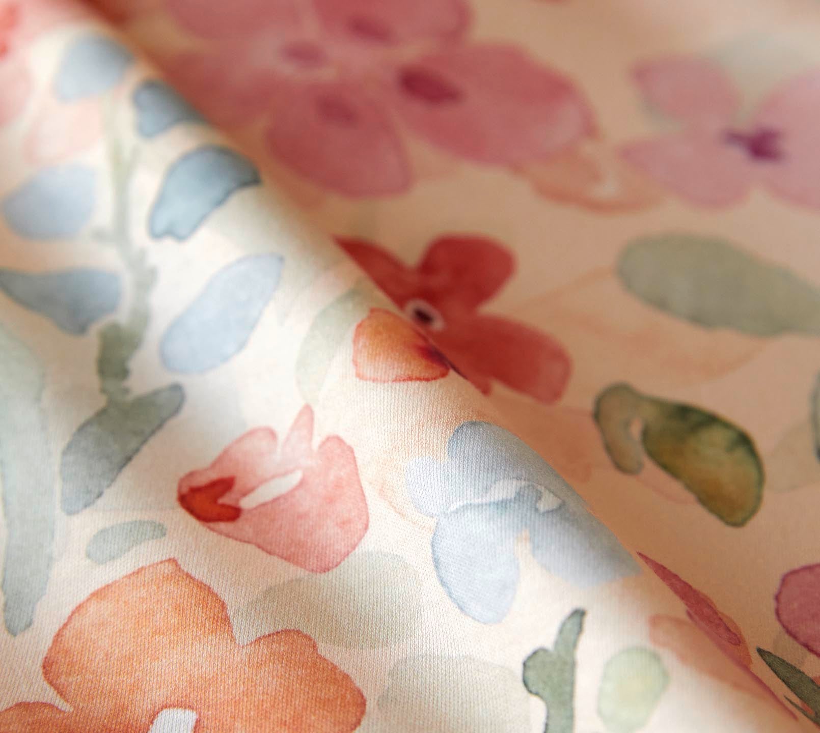 Jersey Bettwäsche Gentle Jersey in Apricot Blumen Material #farbe_Gentle Jersey Apricot