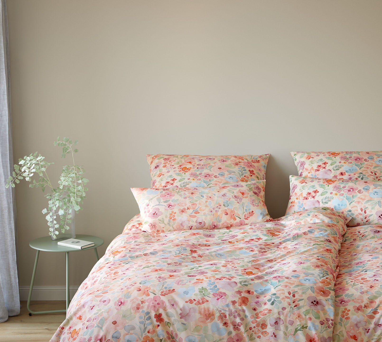 Jersey Bettwäsche Gentle Jersey in Apricot Blumen Schlafzimmer #farbe_Gentle Jersey Apricot