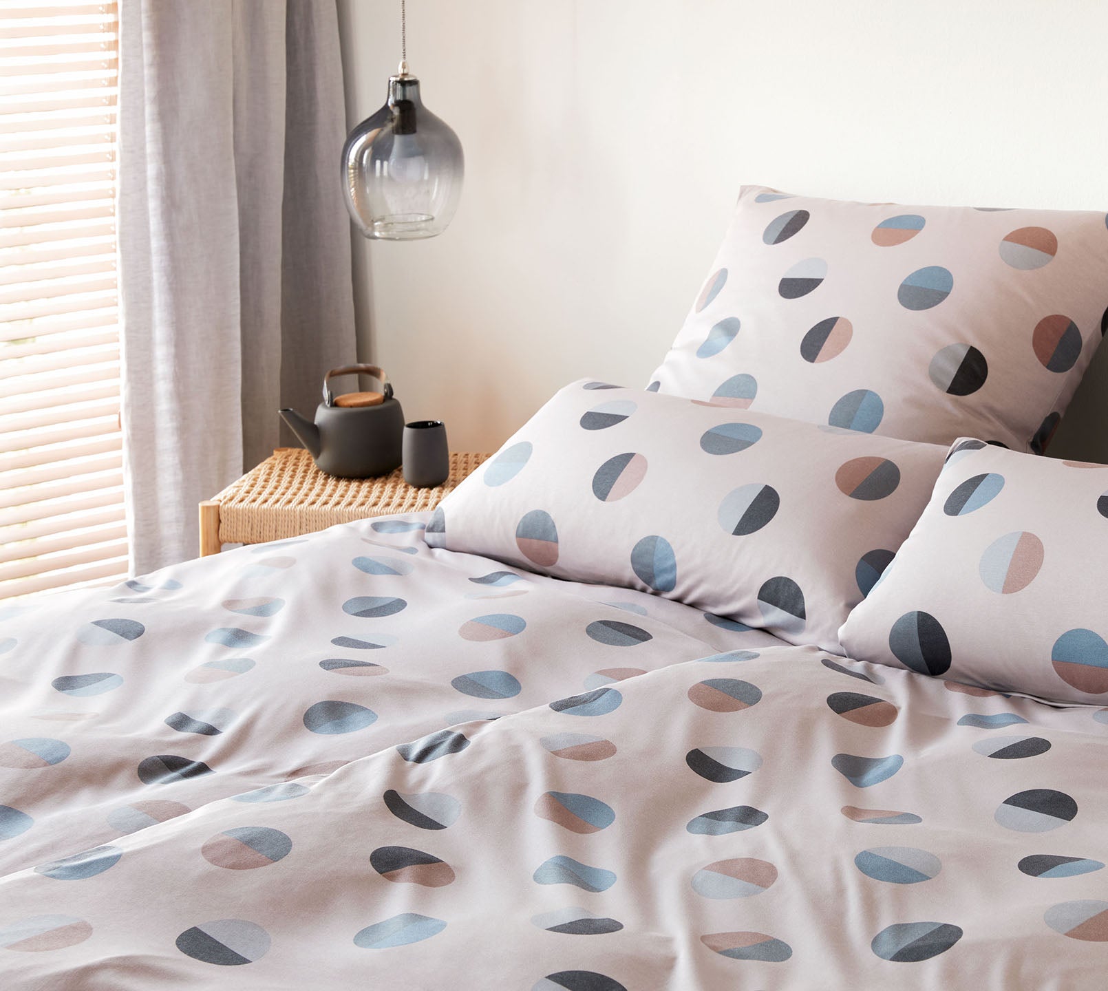 Jersey Bettwaesche Jockey in Beige Graphikmix Schlafzimmer #farbe_Sand