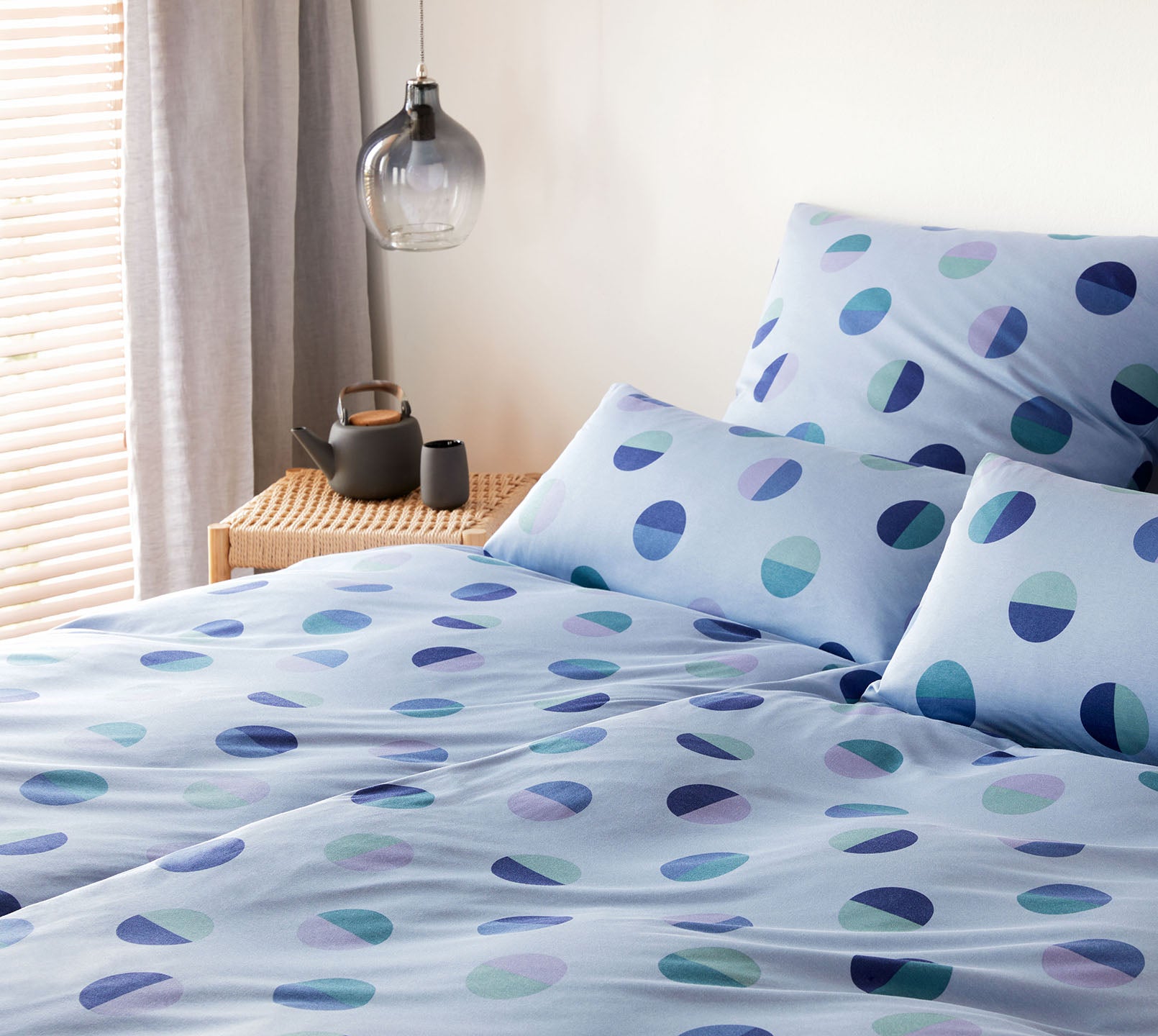 Jersey Bettwaesche Jockey in Blau Graphikmix Schlafzimmer #farbe_Rauchblau