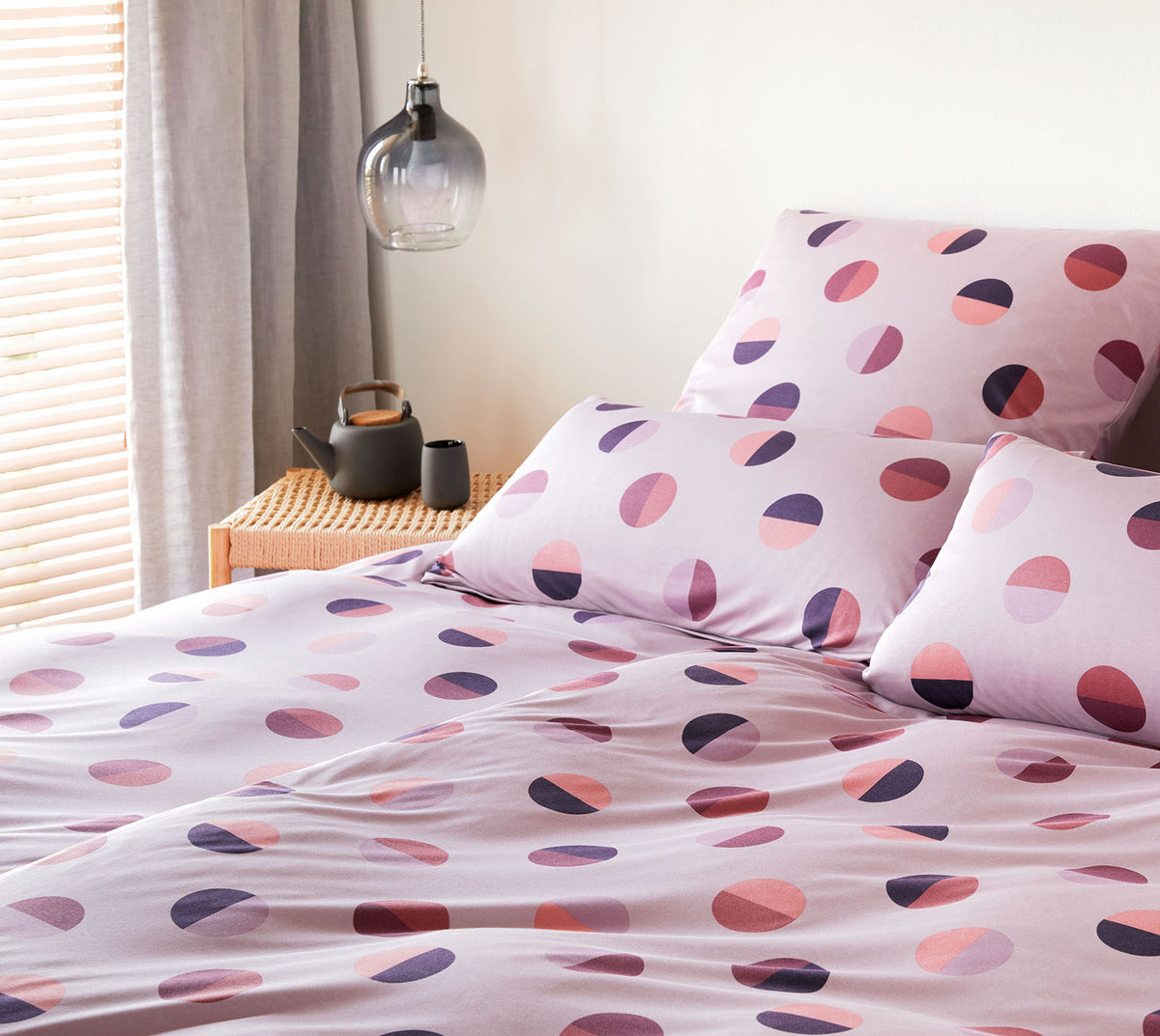 Jersey Bettwaesche Jockey in Rot Graphikmix Schlafzimmer #farbe_Blush