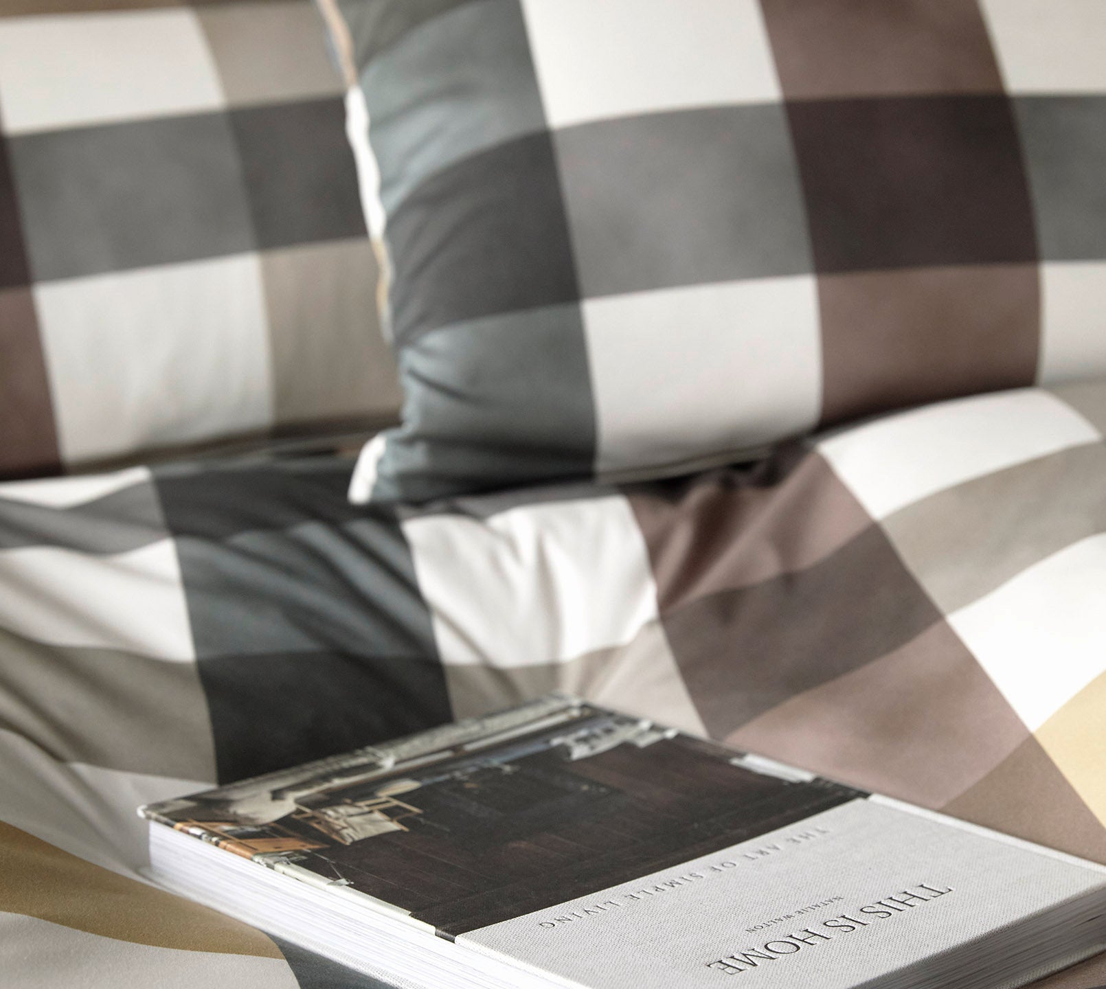 Jersey Bettwäsche Kuschel Karo in Multi Natur Karo Detail #farbe_Kuschel Karo Multi Natur