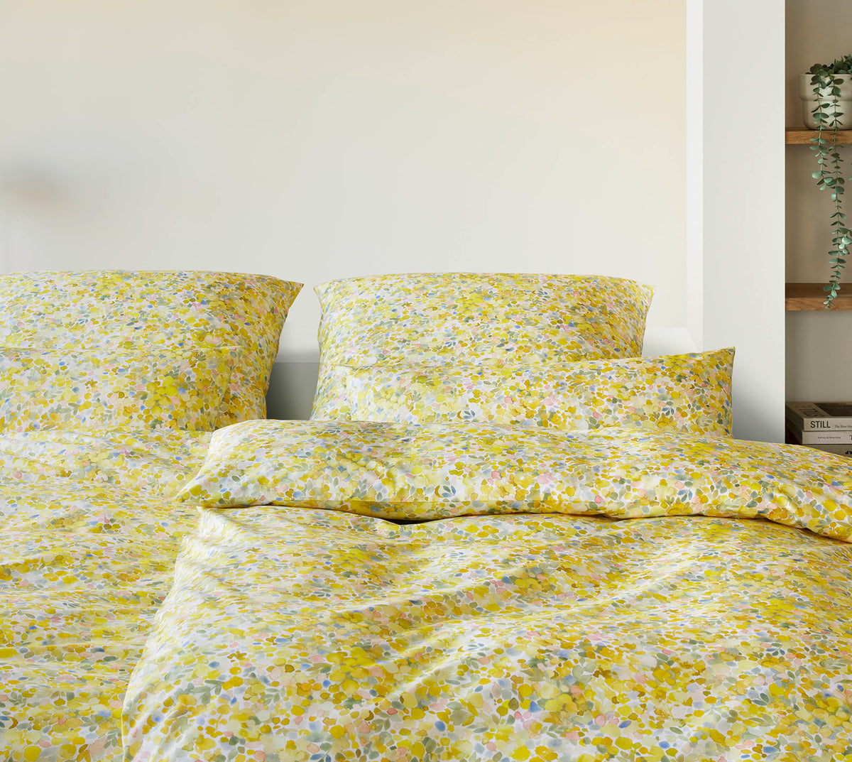 Jersey Bettwäsche Mimosa Jersey in Zitronengelb Blüten Schlafzimmer #farbe_Mimosa Jersey Zitronengelb