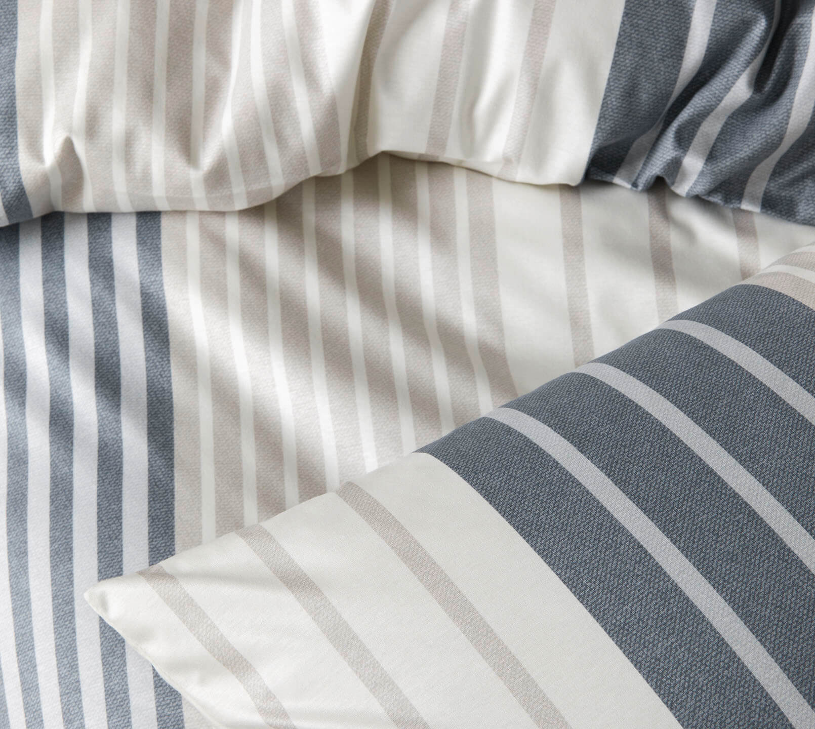 Jersey Bettwäsche Range in Anthra-Sand Streifen Detail #farbe_Range Anthra-Sand