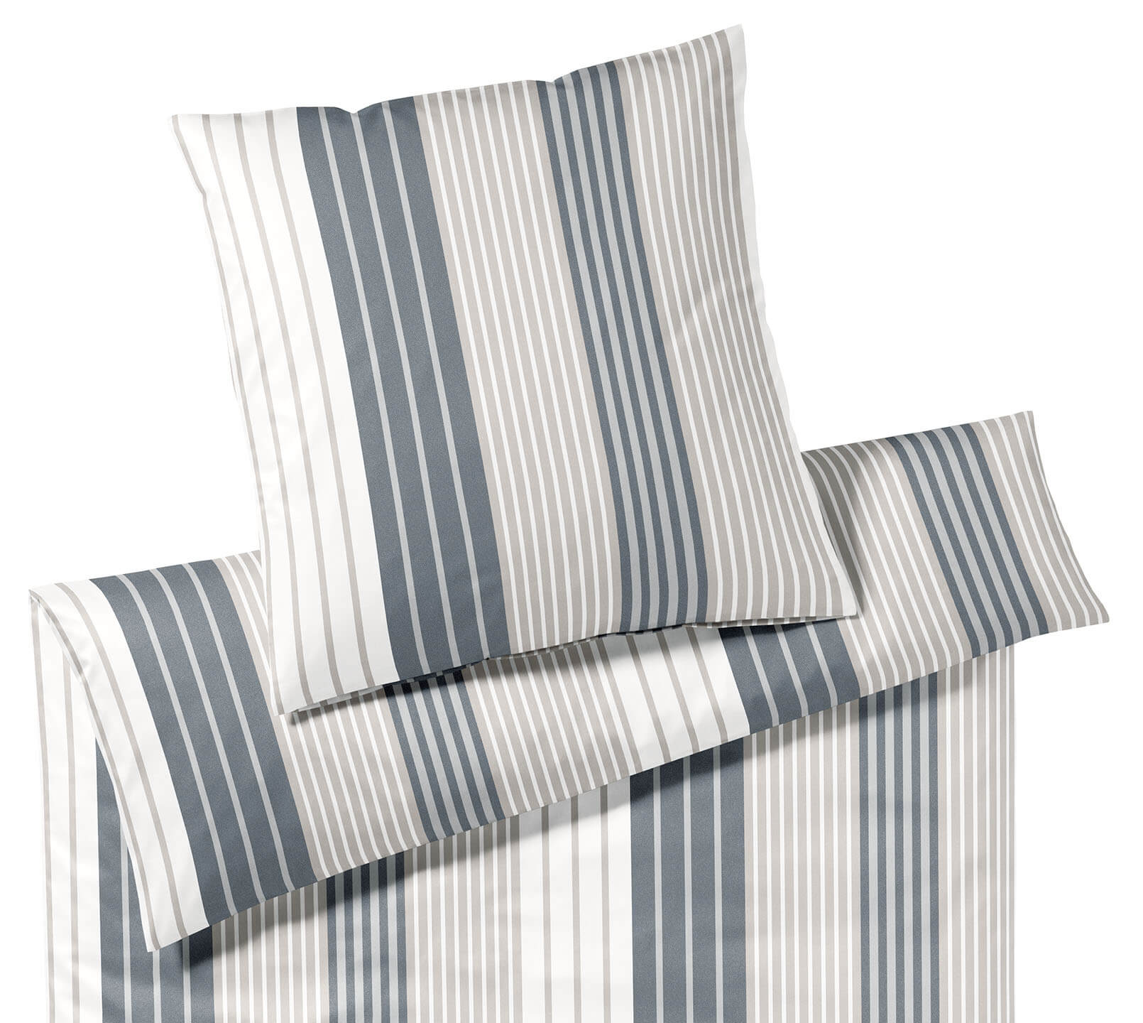 Jersey Bettwäsche Range in Anthra-Sand Streifen Freisteller #farbe_Range Anthra-Sand