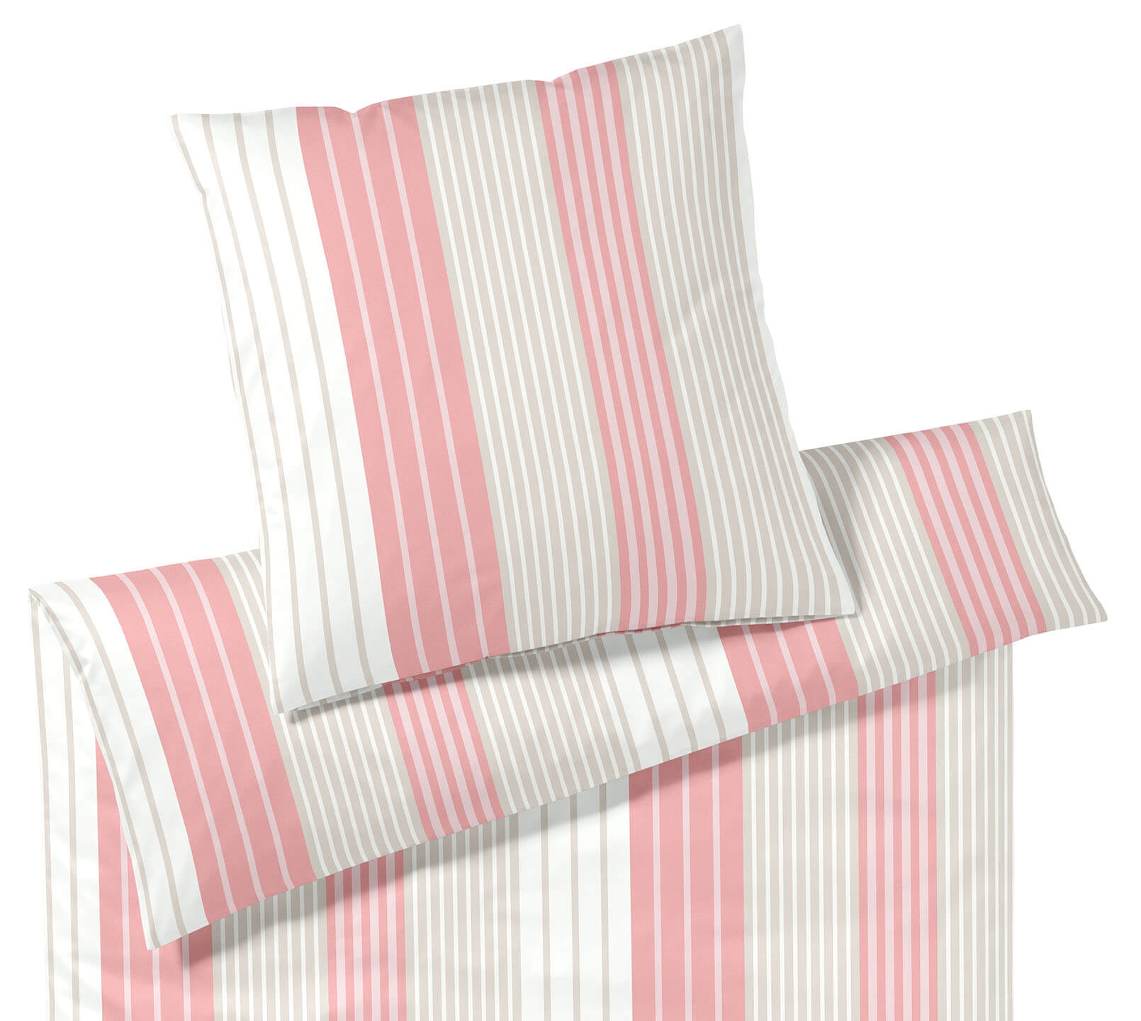 Jersey Bettwäsche Range in Korallrot Streifen Freisteller #farbe_Range Korallrot