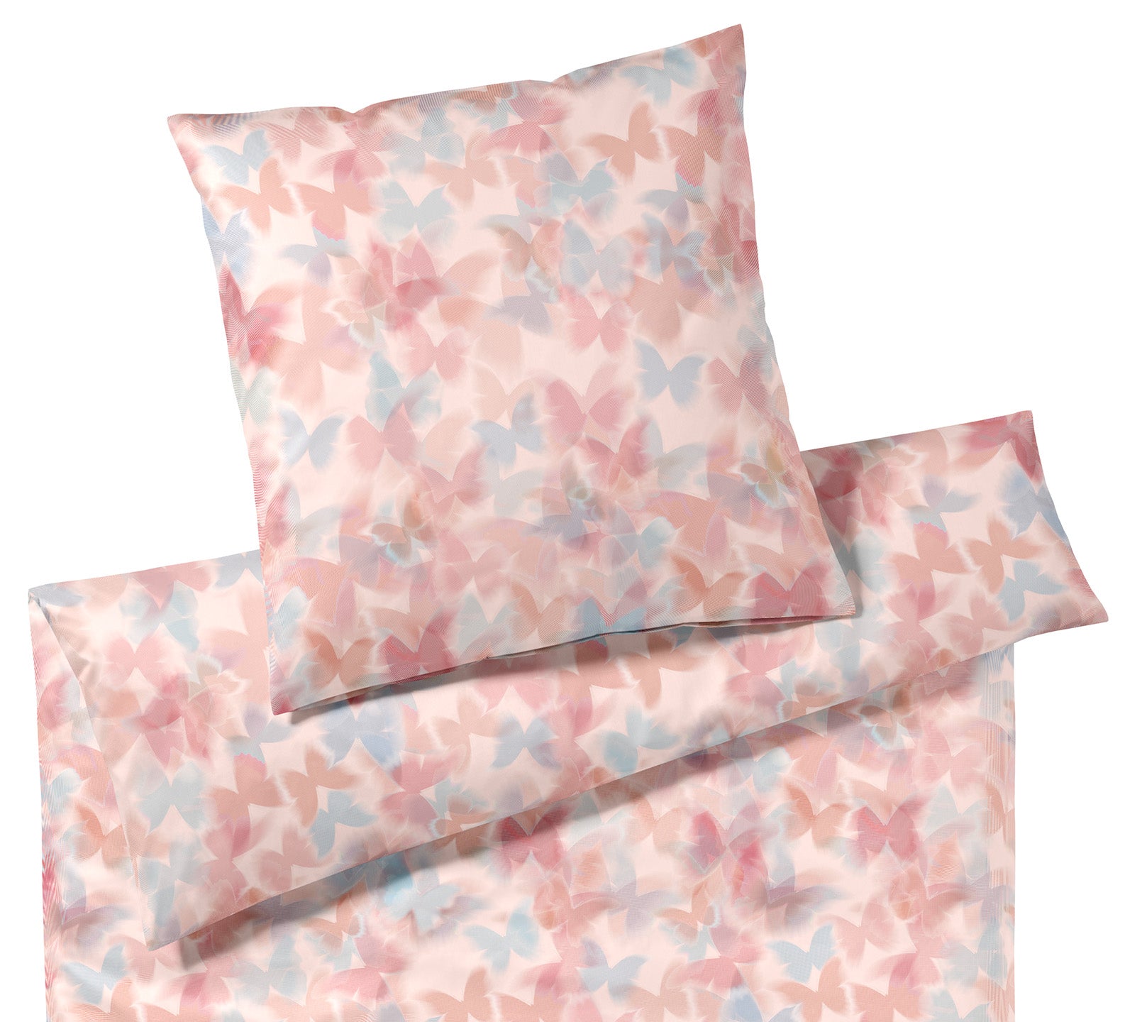 Jersey Schmetterling Bettwäsche Lucid Jersey in Pfirsich Rose Schmetterlinge Freisteller #farbe_Lucid Pfirsich Rosé