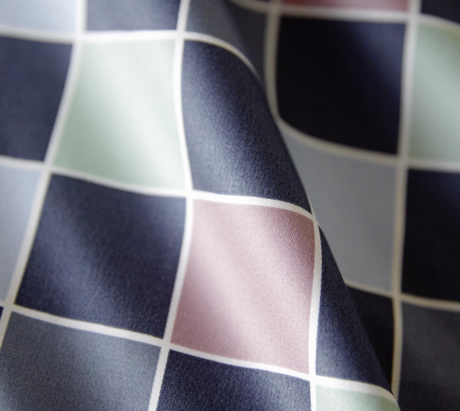 Jersey Bettwäsche Scrabble Jersey in Nachtblau Karo Material #farbe_Scrabble Jersey Nachtblau