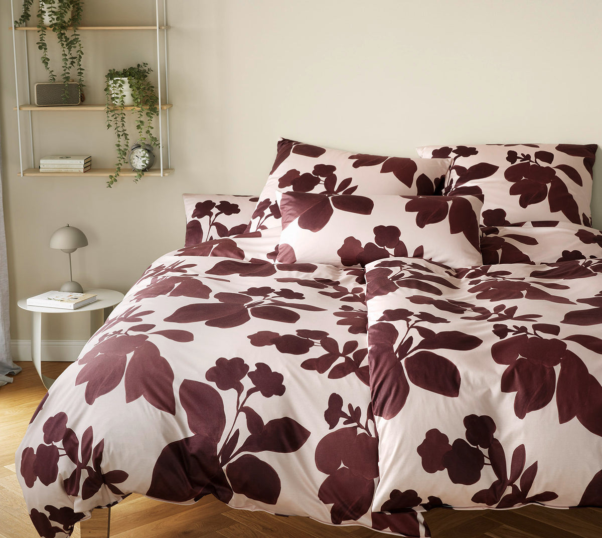 Jersey Bettwäsche Shadows in Rose-Wine Blüten Schlafzimmer #farbe_Shadows Rose-Wine