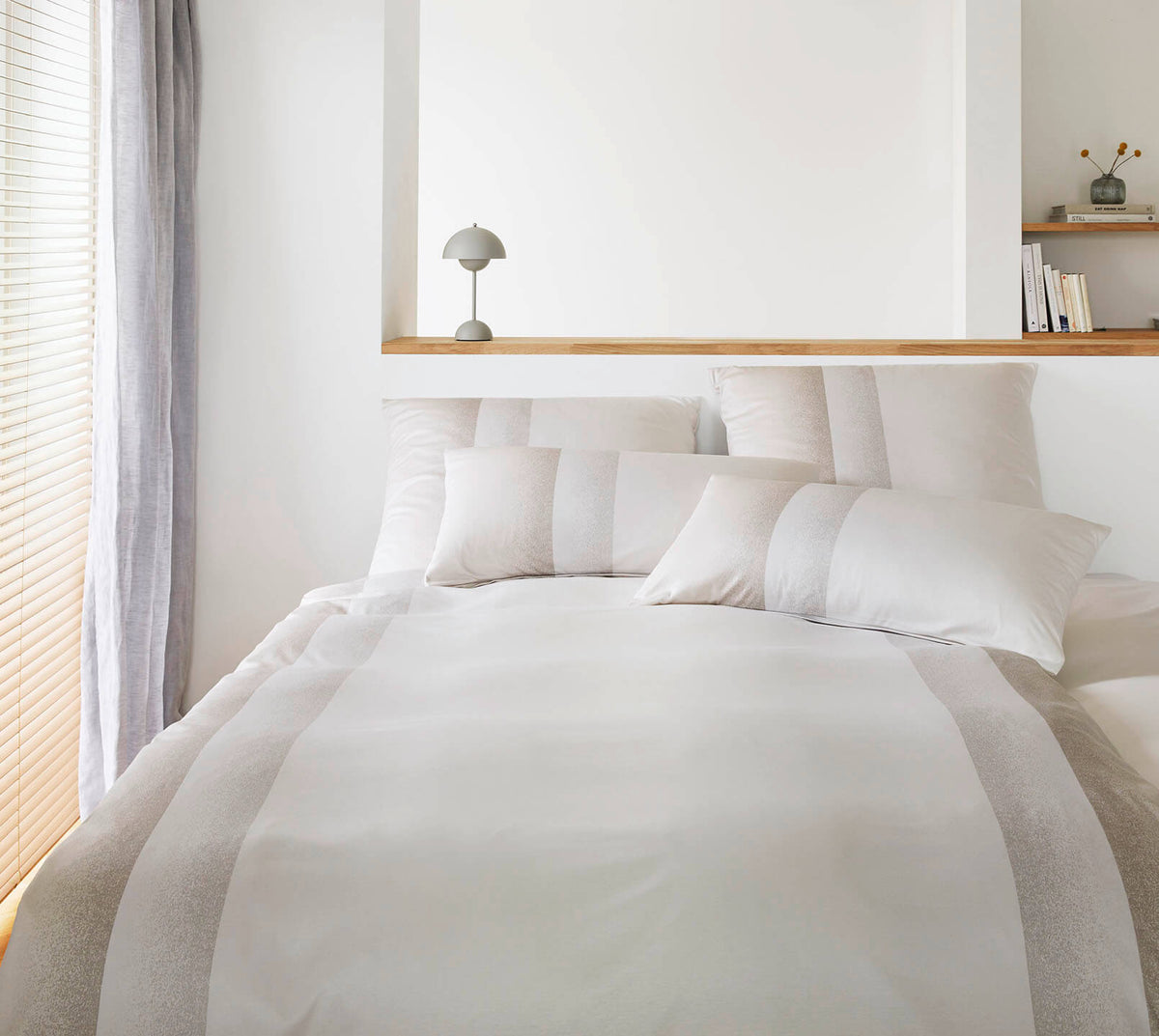 Jersey Bettwäsche Silhouette in Natur Streifen Schlafzimmer #farbe_Silhouette Natur