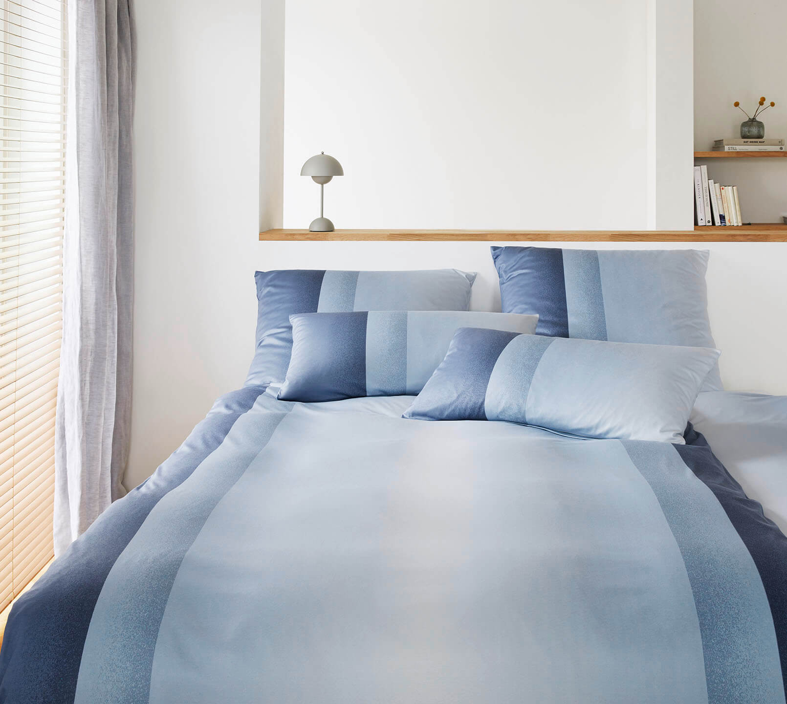 Jersey Bettwäsche Silhouette in Stahlblue Streifen Schlafzimmer #farbe_Silhouette Stahlblue