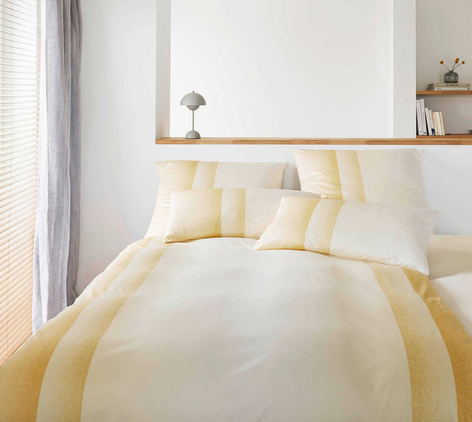 Jersey Bettwäsche Silhouette in Honiggelb Streifen Schlafzimmer #farbe_Silhouette Honiggelb
