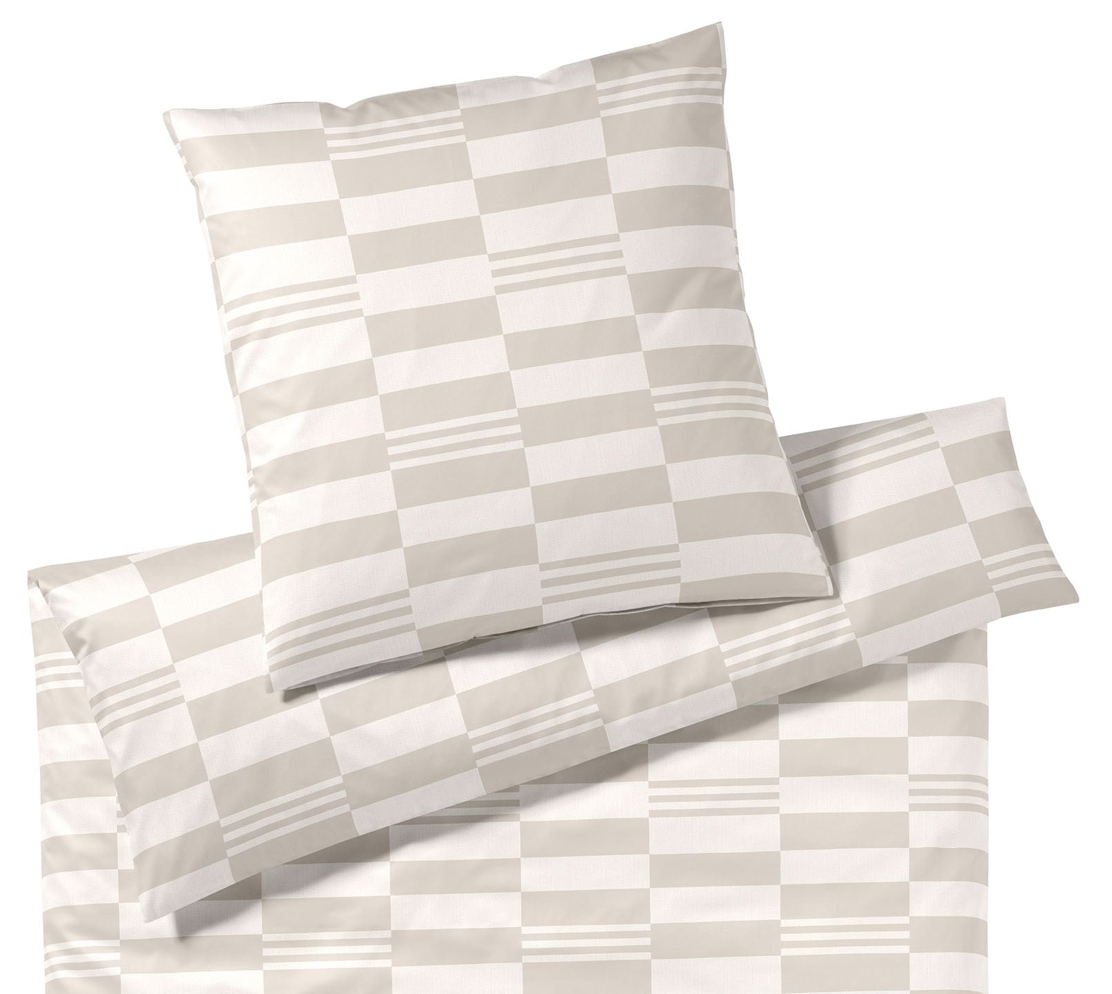 Jersey Bettwaesche Skip Jersey in Sand Karo Freisteller #farbe_Skip Sand #farbe_Skip Sand