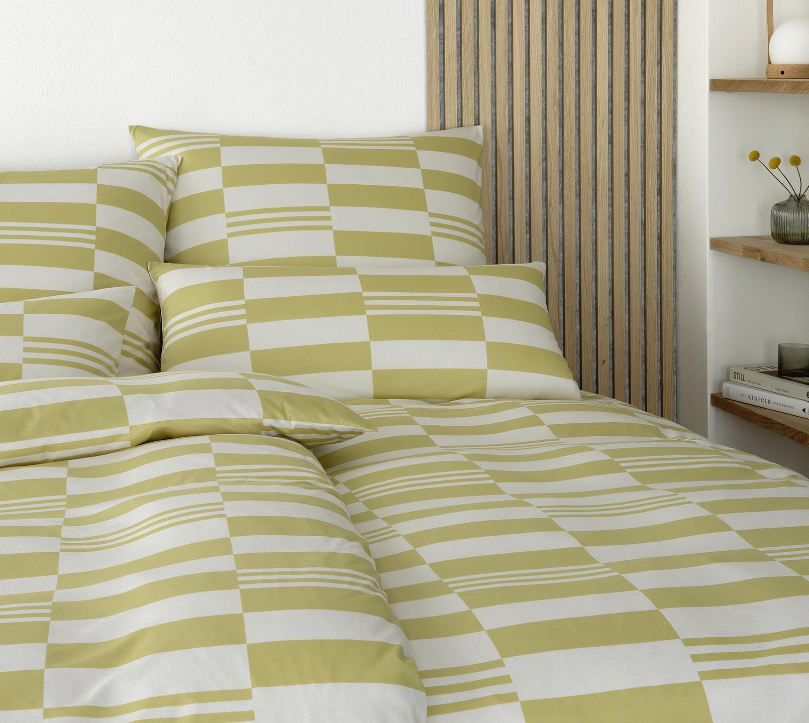 Jersey Bettwaesche Skip Jersey in Gelb Karo Schlafzimmer #farbe_Skip Gelb #farbe_Skip Marine