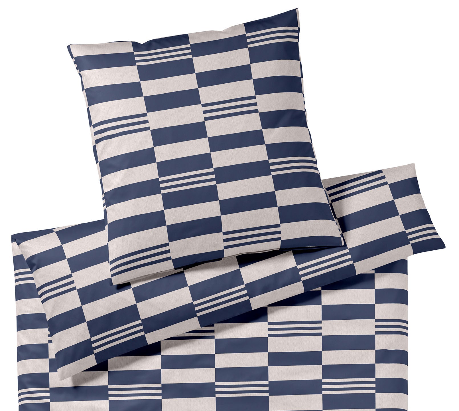 Jersey Bettwaesche Skip Jersey in Marine Karo Freisteller #farbe_Skip Marine #farbe_Skip Marine