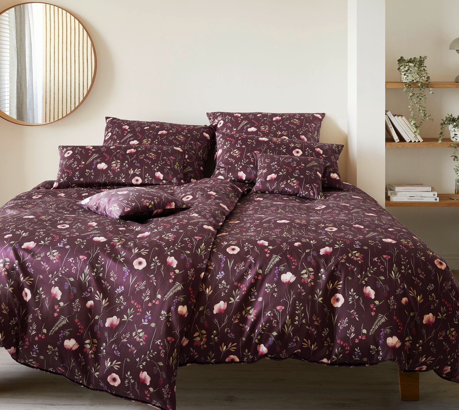 Jersey Bettwäsche Sorbet Jersey in Beere Blumen Schlafzimmer #farbe_Sorbet Jersey Beere