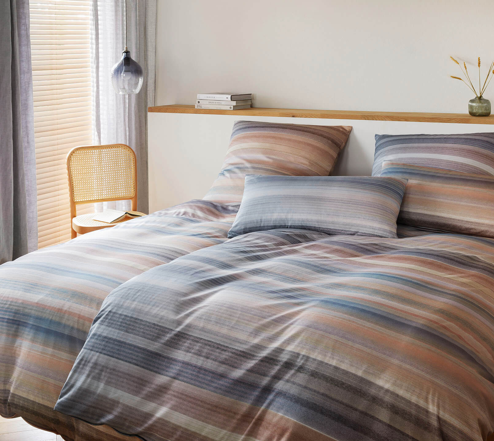 Jersey Bettwäsche Swoosh in Terra Streifen Schlafzimmer #farbe_Swoosh Terra