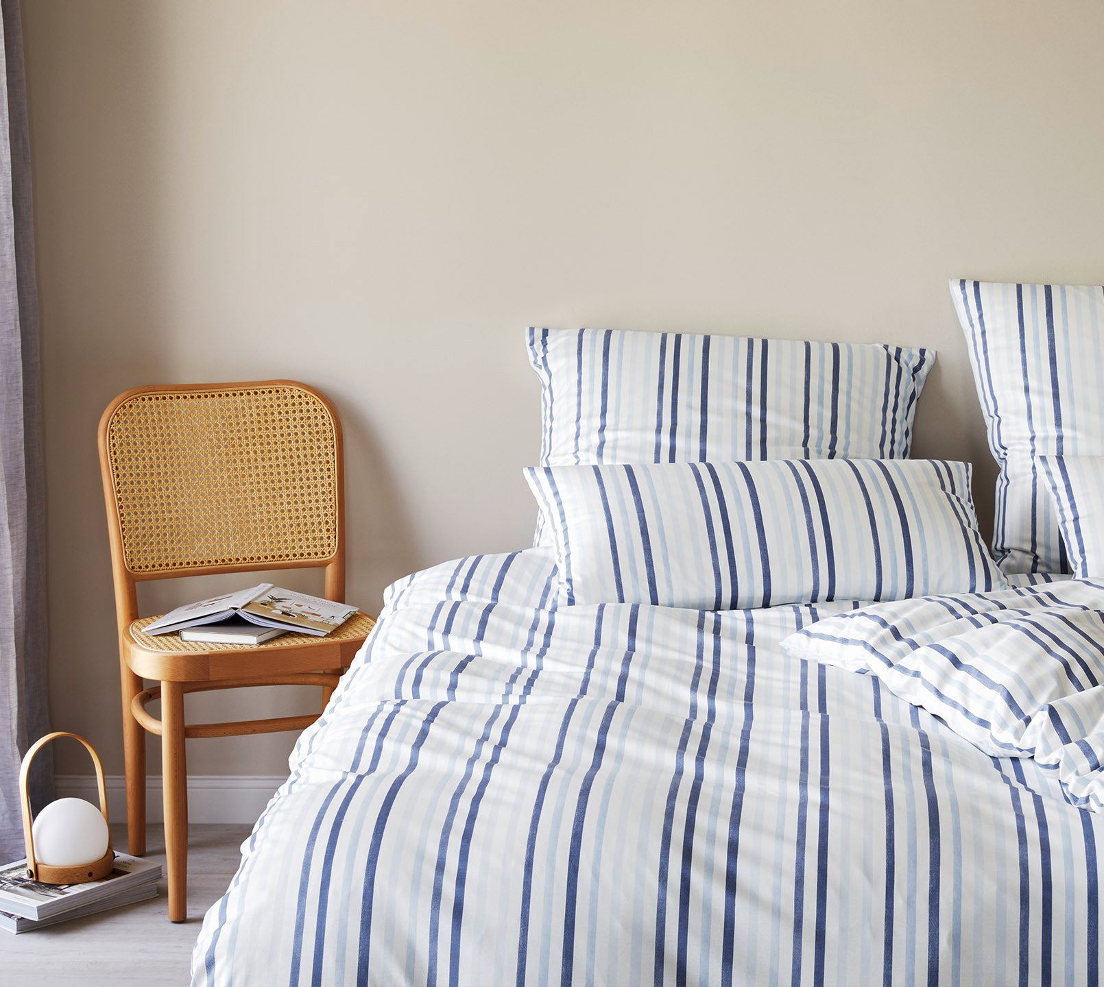 Jersey Bettwäsche Waterstripe in Bleu Streifen Schlafzimmer #farbe_Waterstripe Bleu