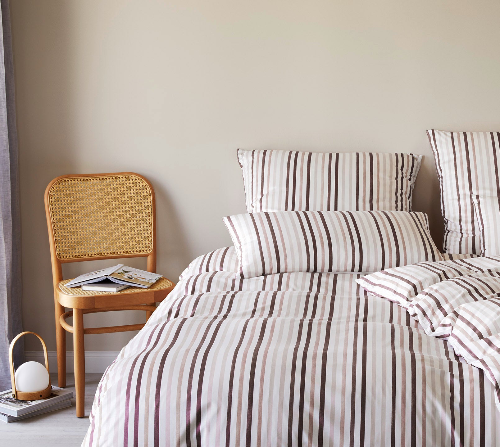 Jersey Bettwäsche Waterstripe in Rouge Streifen Schlafzimmer #farbe_Waterstripe Rouge