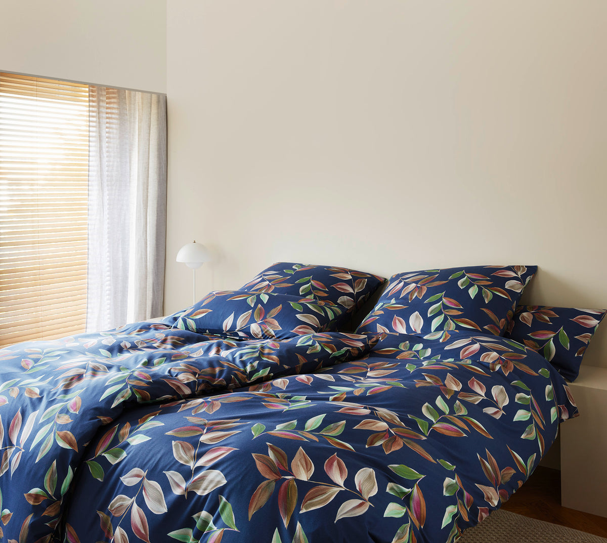 Jersey Bettwäsche Wave in Dunkelblau Blätter Schlafzimmer #farbe_Wave Dunkelblau