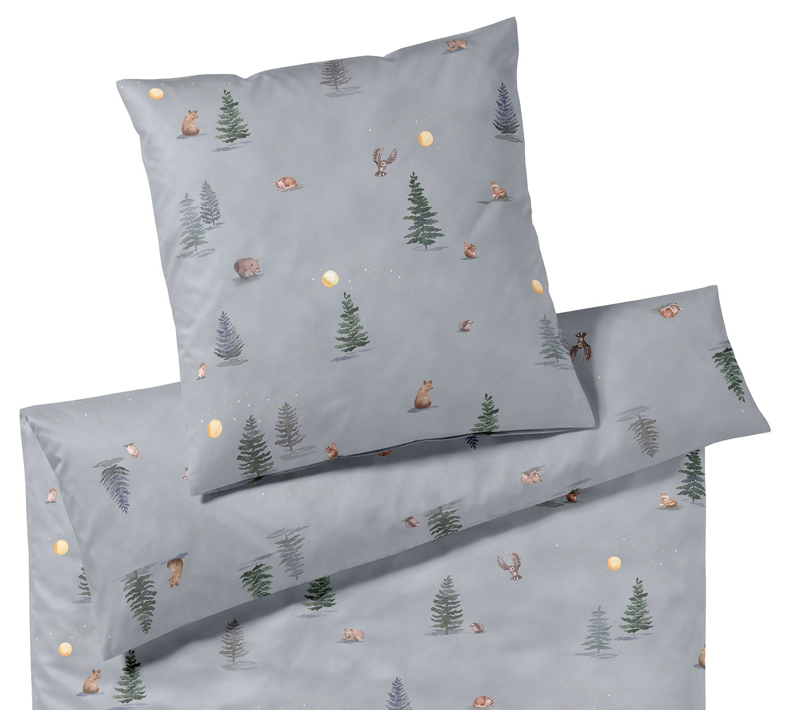 Jersey Bettwäsche Winterwald Jersey in Rauchblau Winterwaldmotive Freisteller #farbe_Winterwald Jersey Rauchblau
