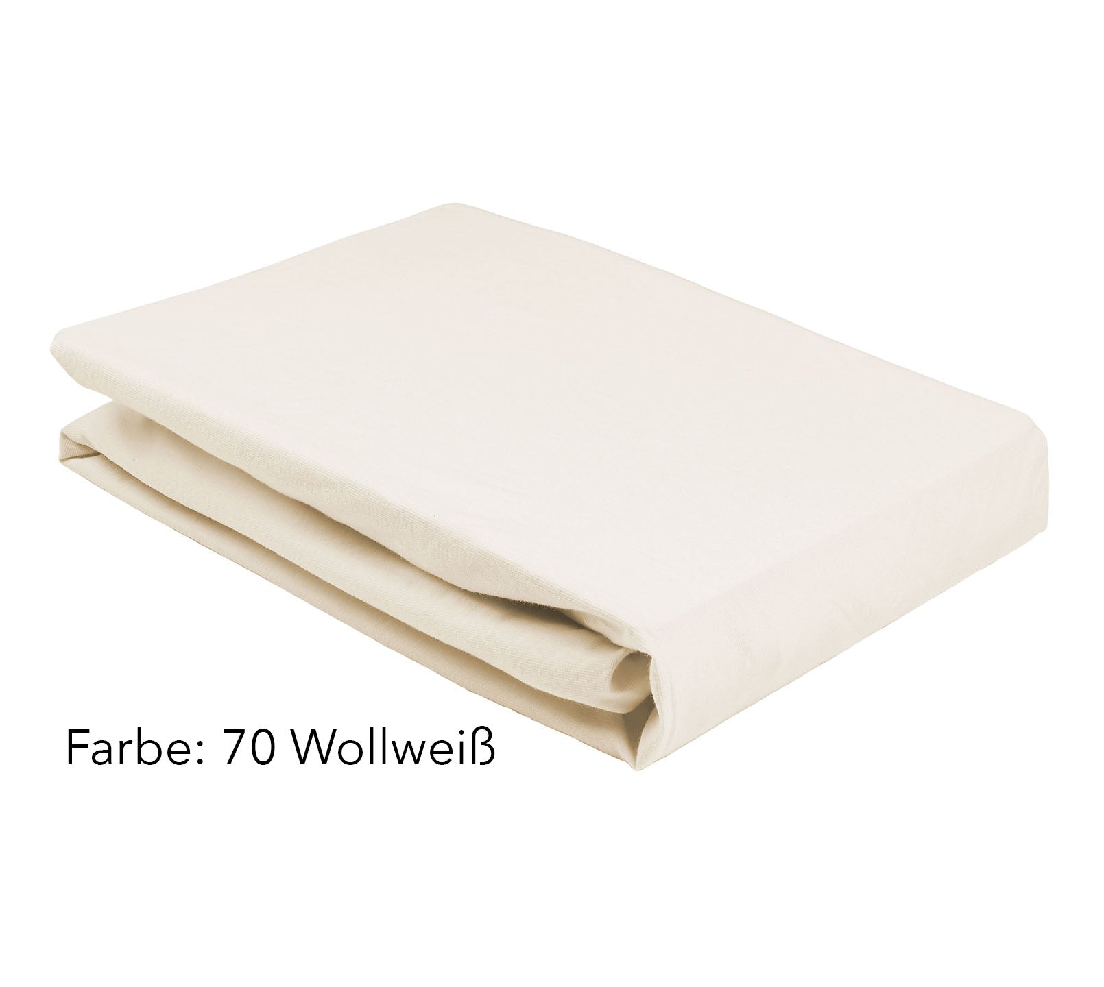 Jersey Spannbettlaken Premium Unizwirn in Wollweiss Stapel #farbe_Wollweiß