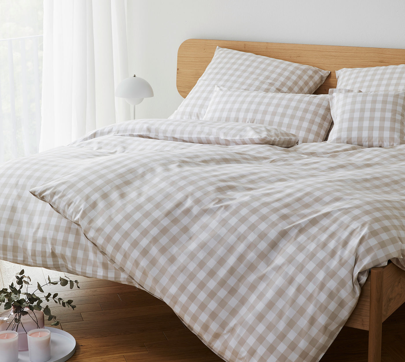Karierte Mako Perkal Bettwaesche Farbe Beige Karo Schlafzimmer #farbe_Quadro Clay