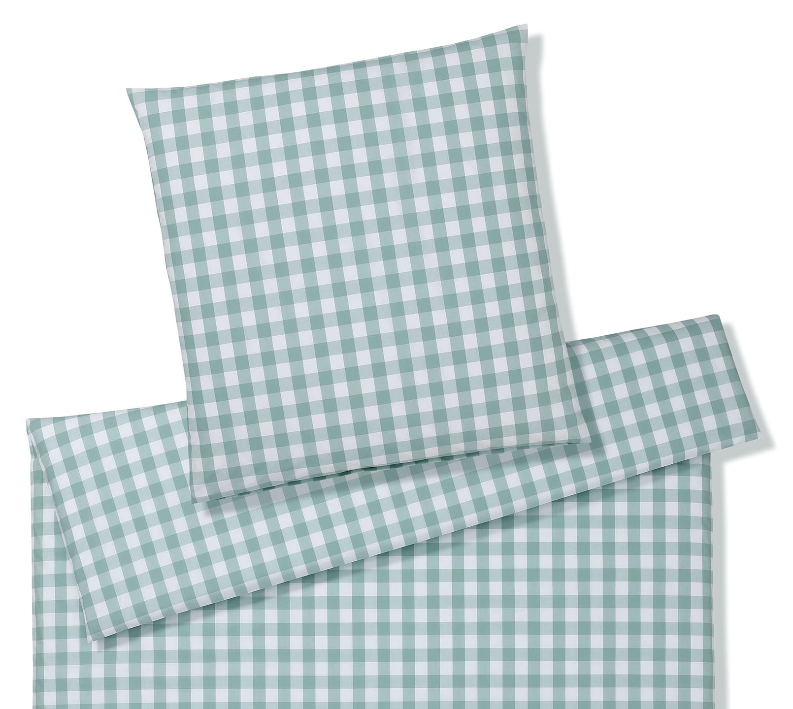 Karierte Perkal Bettwaesche Farbe Grün / Salbei Freisteller #farbe_Quadro Salbei