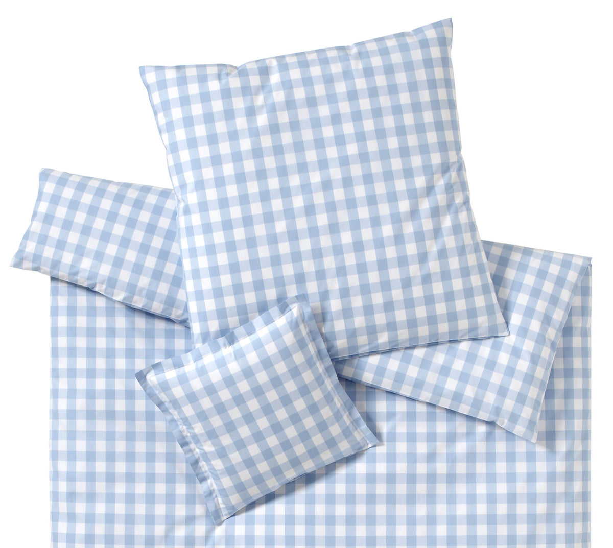 Karierte Perkal Bettwaesche Farbe Hellblau Karomuster Freisteller #farbe_Quadro Hellblau