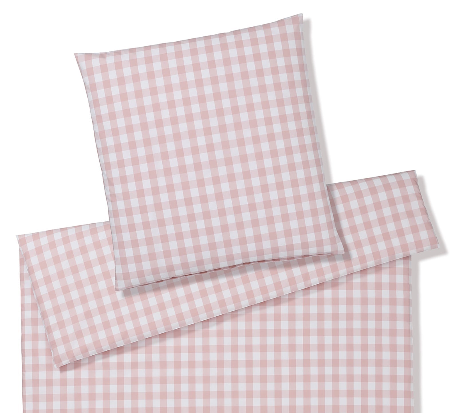 Mako Perkal Bettwaesche Quadro in Puder / Rosa Karomuster #farbe_Quadro Puder
