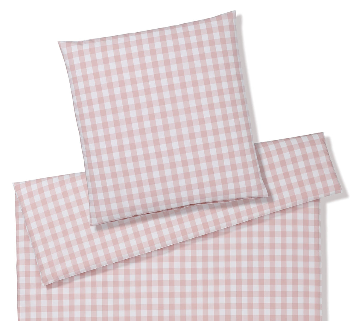 Mako Perkal Bettwaesche Quadro in Puder / Rosa Karomuster #farbe_Quadro Puder