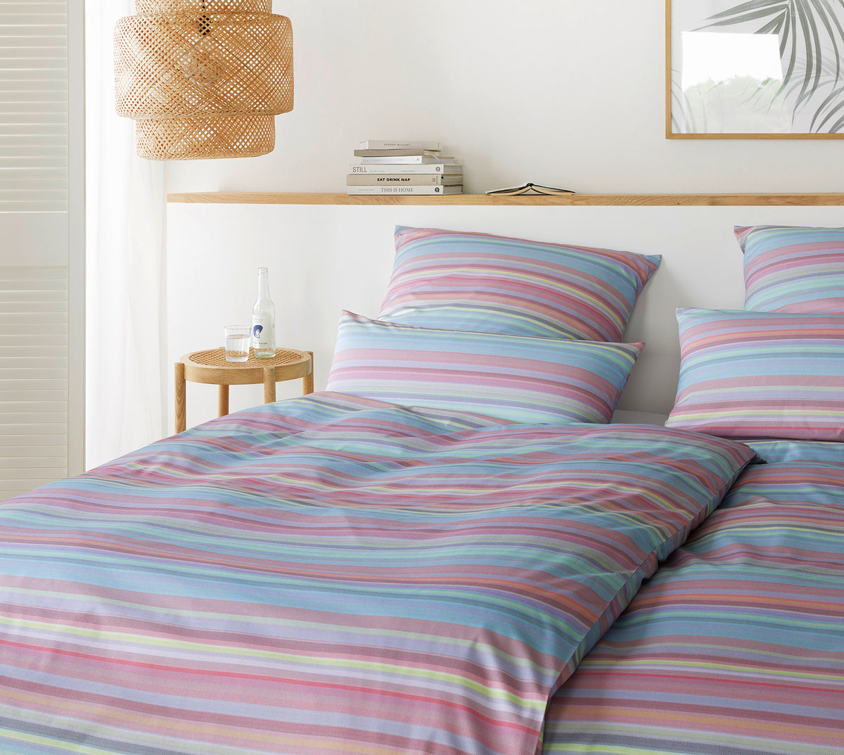 Mako Batist Bettwaesche Facet in Flieder Pink Streifen Schlafzimmer #farbe_Flieder Pink gestreift