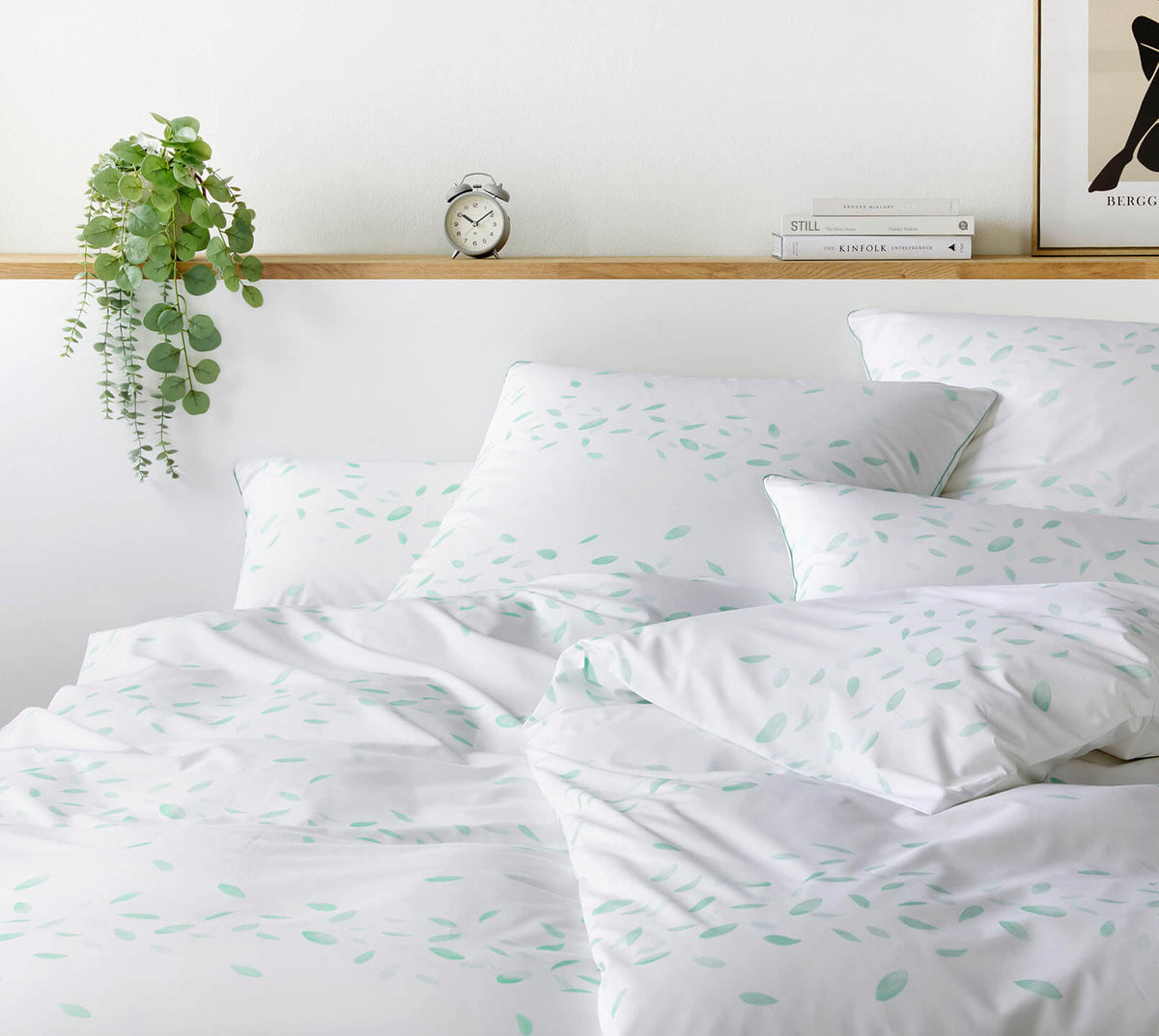 Mako Batist Bettwäsche Flyer in Aqua Blütenblätter Schlafzimmer #farbe_Flyer Aqua