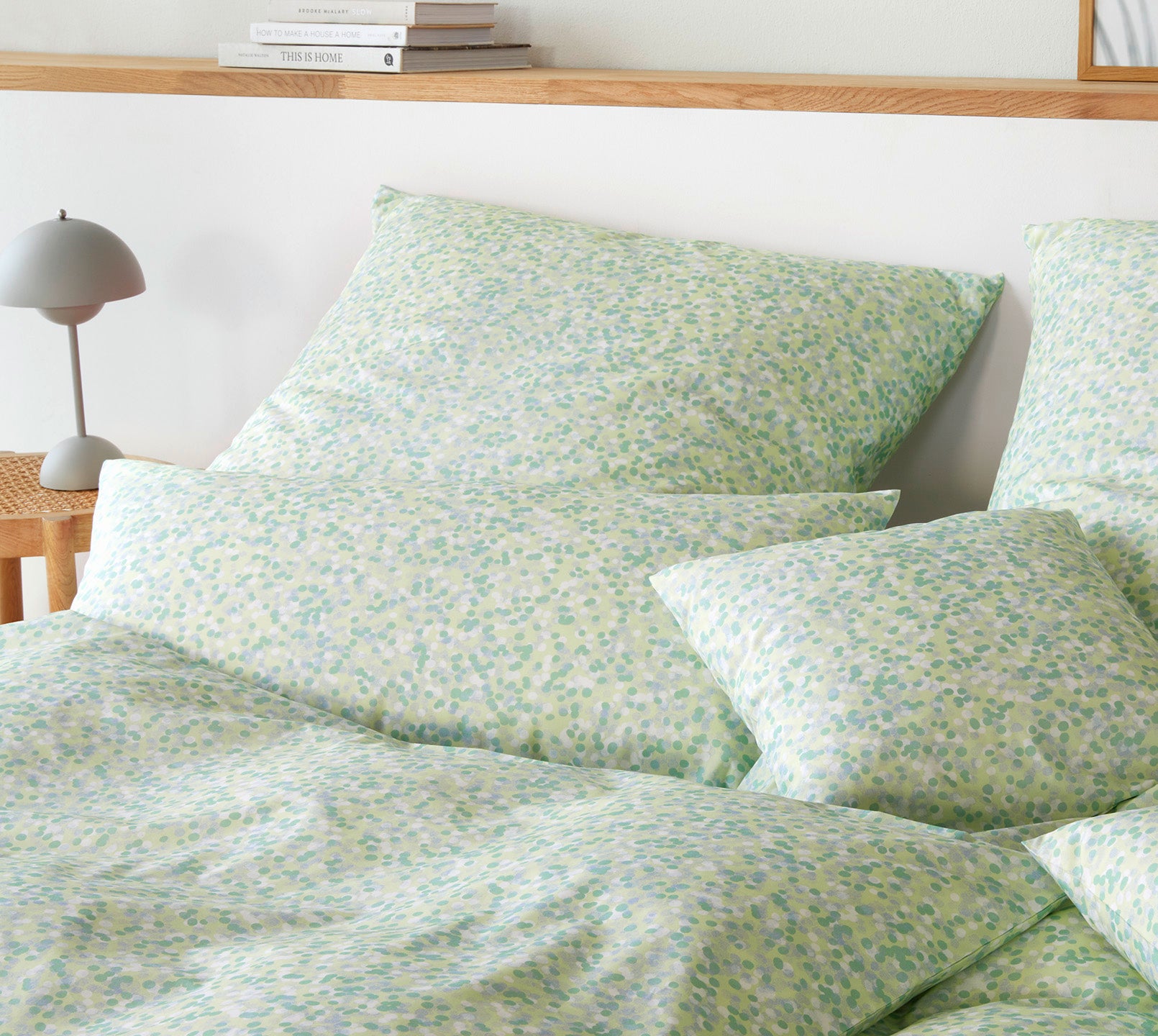 Mako Batist Bettwaesche Little Dots in Limetten Grün Punkte Schlafzimmer #farbe_Limetten Grün