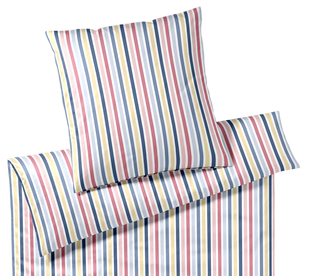 Mako Batist Bettwäsche Mille in Blau Streifen Freisteller #farbe_Mille Blau