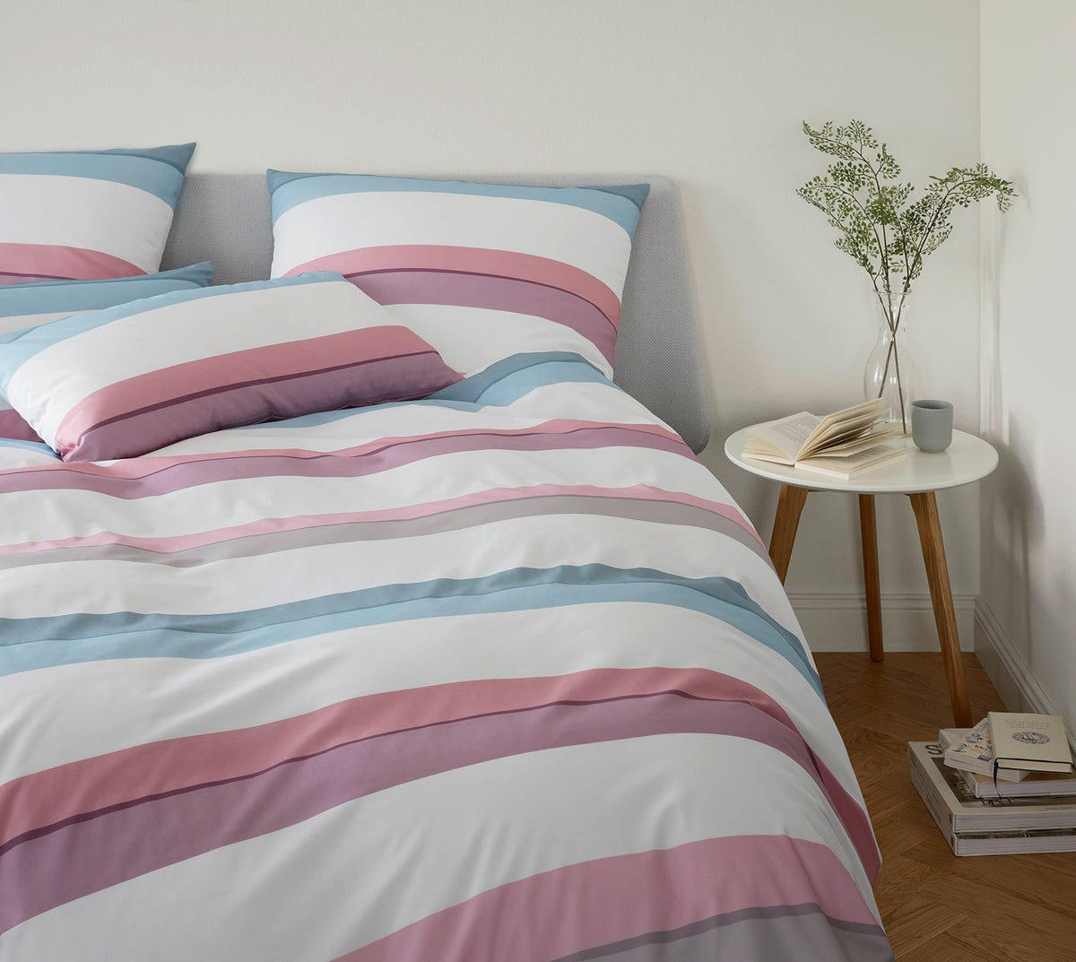 Mako Batist Bettwäsche Ribbon in Rose Streifen Schlafzimmer #farbe_Rose