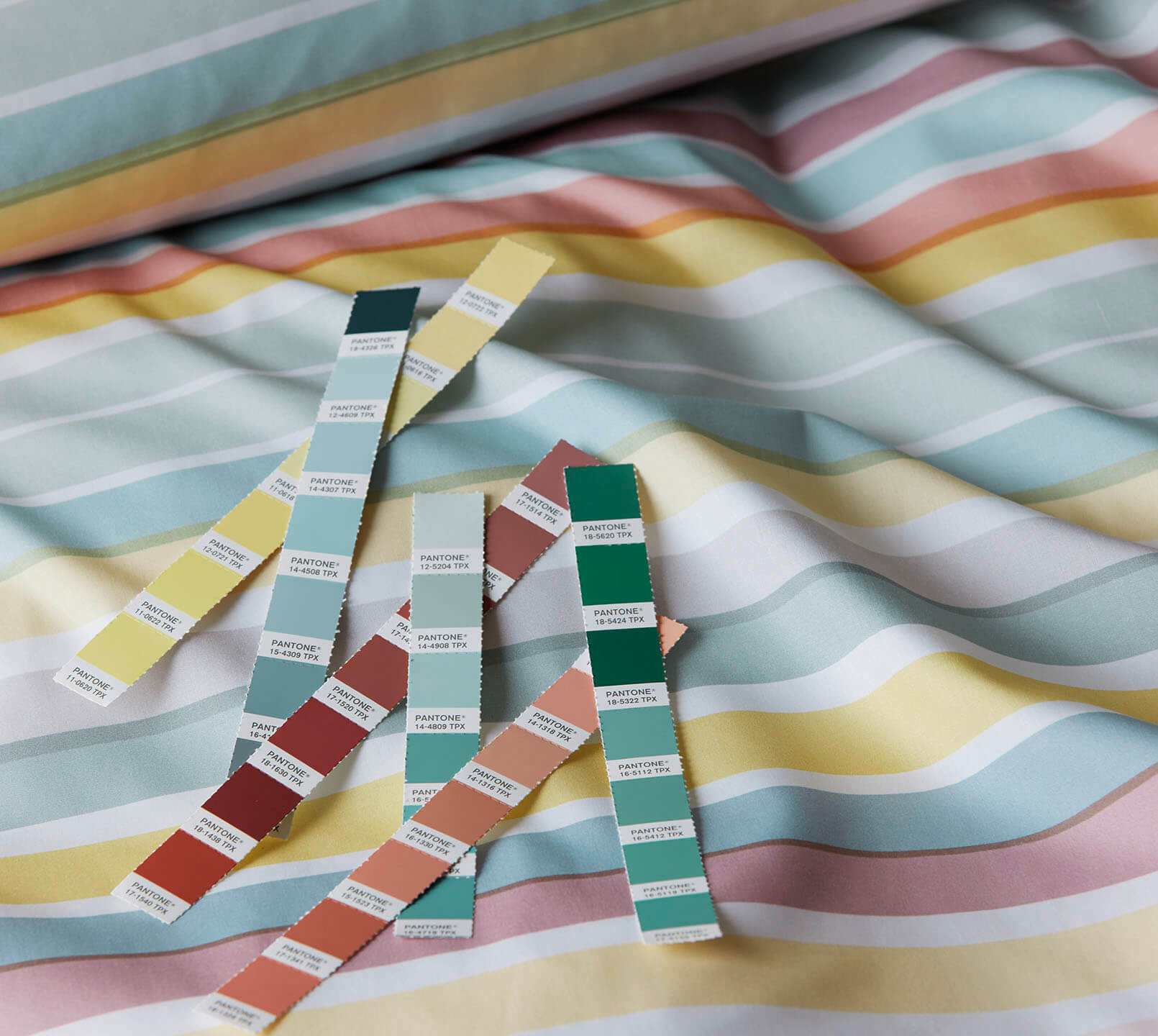 Mako Batist Bettwäsche Tapes in Aqua Streifen Detail #farbe_Tapes Aqua