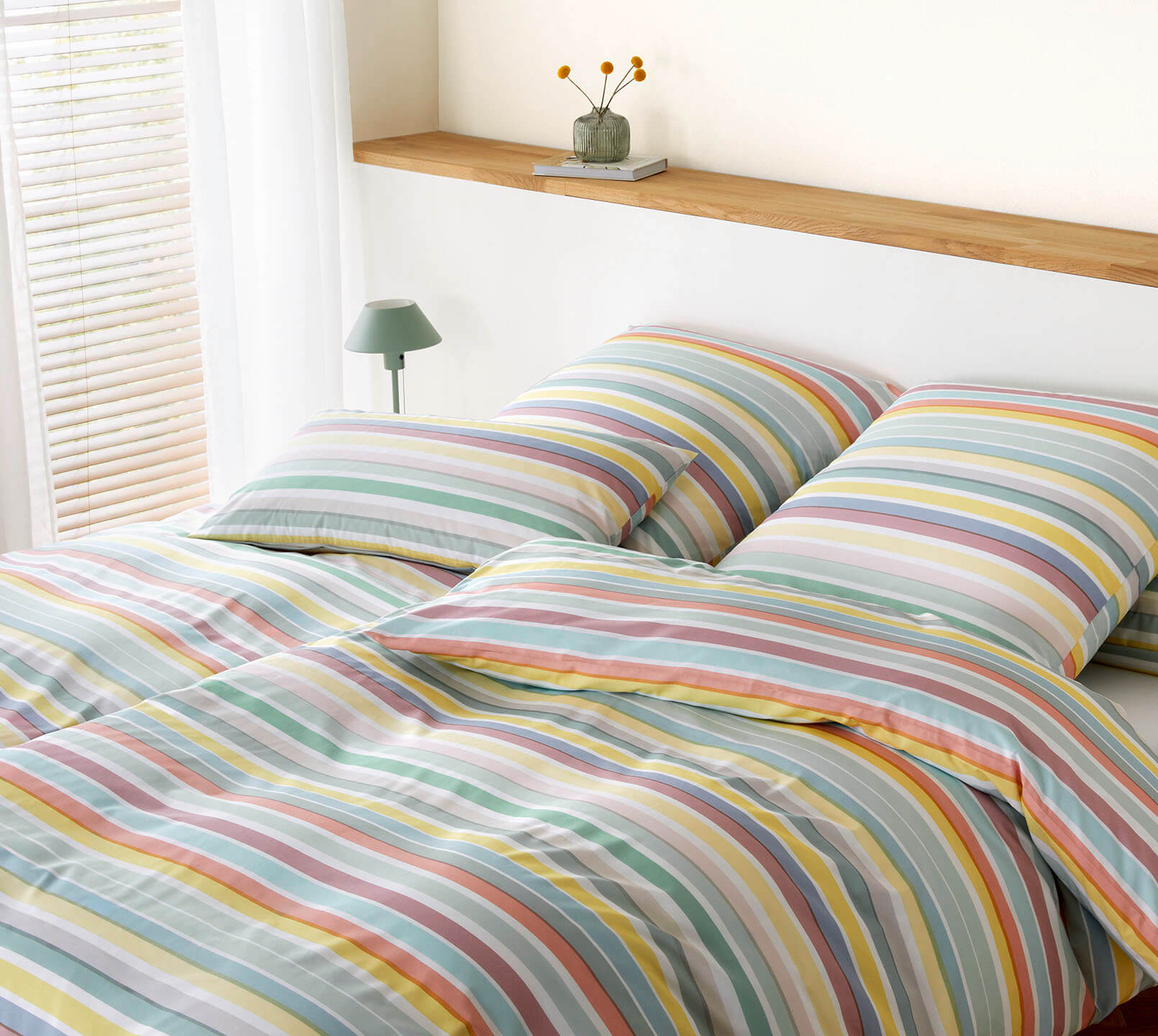 Mako Batist Bettwäsche Tapes in Aqua Streifen Schlafzimmer #farbe_Tapes Aqua