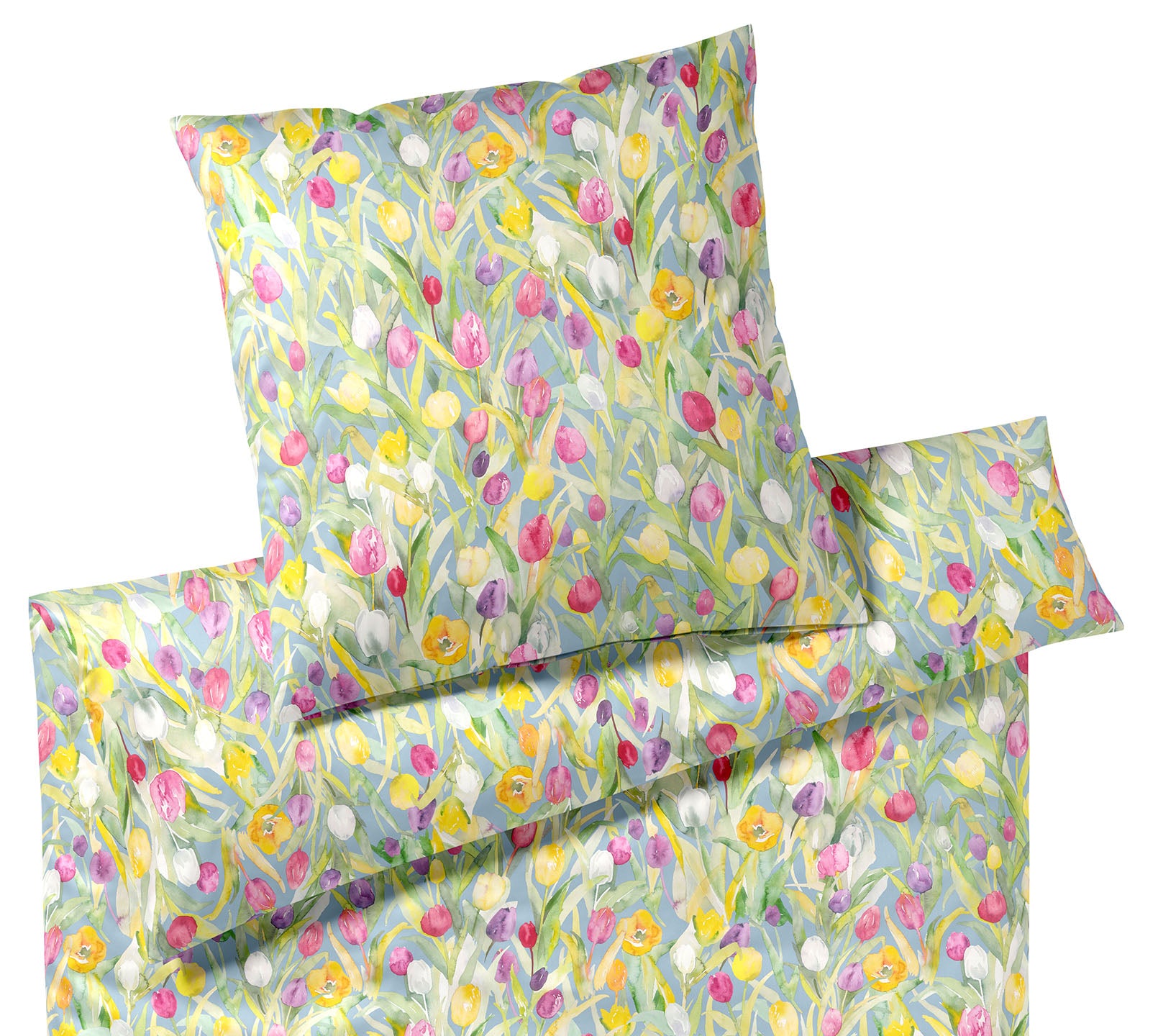 Mako Batist Bettwäsche Tulpen in Blau Tulpen Freisteller #farbe_Tulpen Blau