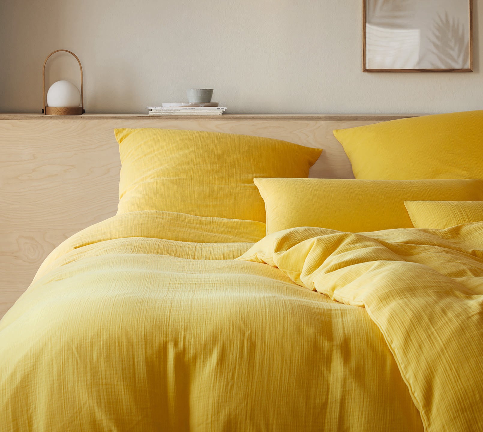 Musselin Bettwäsche Smooth in Sonne Uni Schlafzimmer #farbe_Smooth Sonne