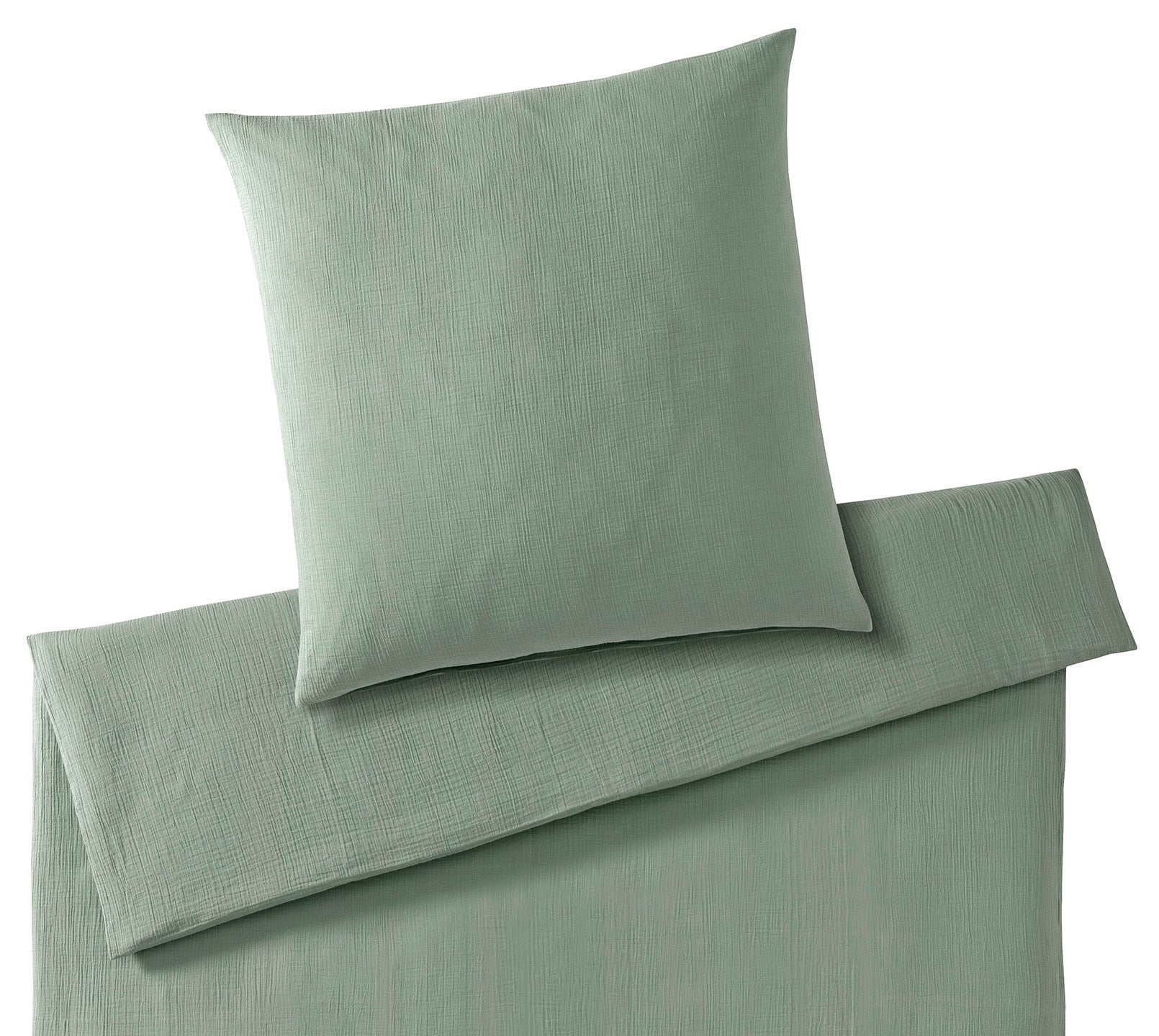Musselin Bettwäsche Smooth in Pistazie Uni Schlafzimmer #farbe_Smooth Pistazie
