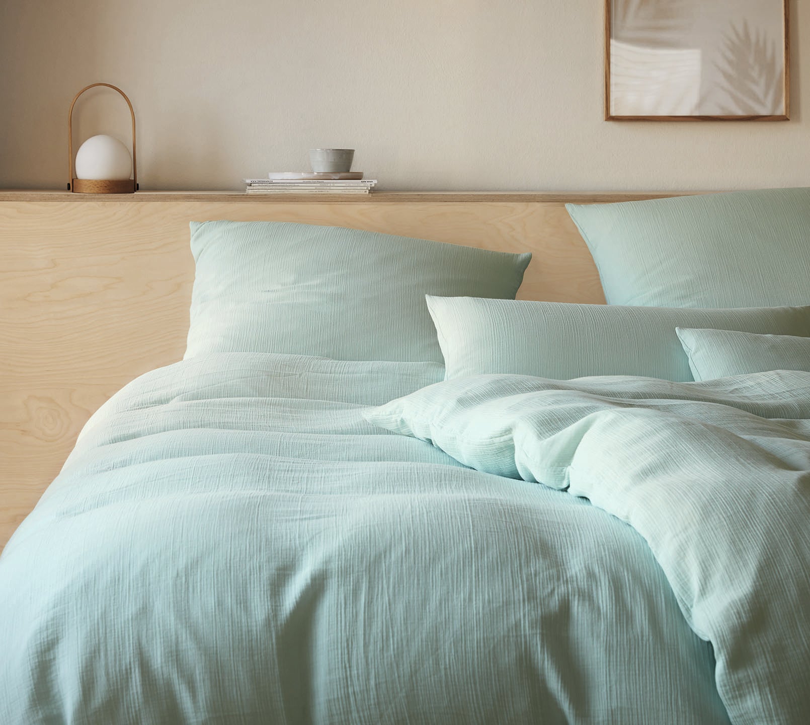 Musselin Bettwäsche Smooth in Mint Uni Schlafzimmer #farbe_Smooth Mint