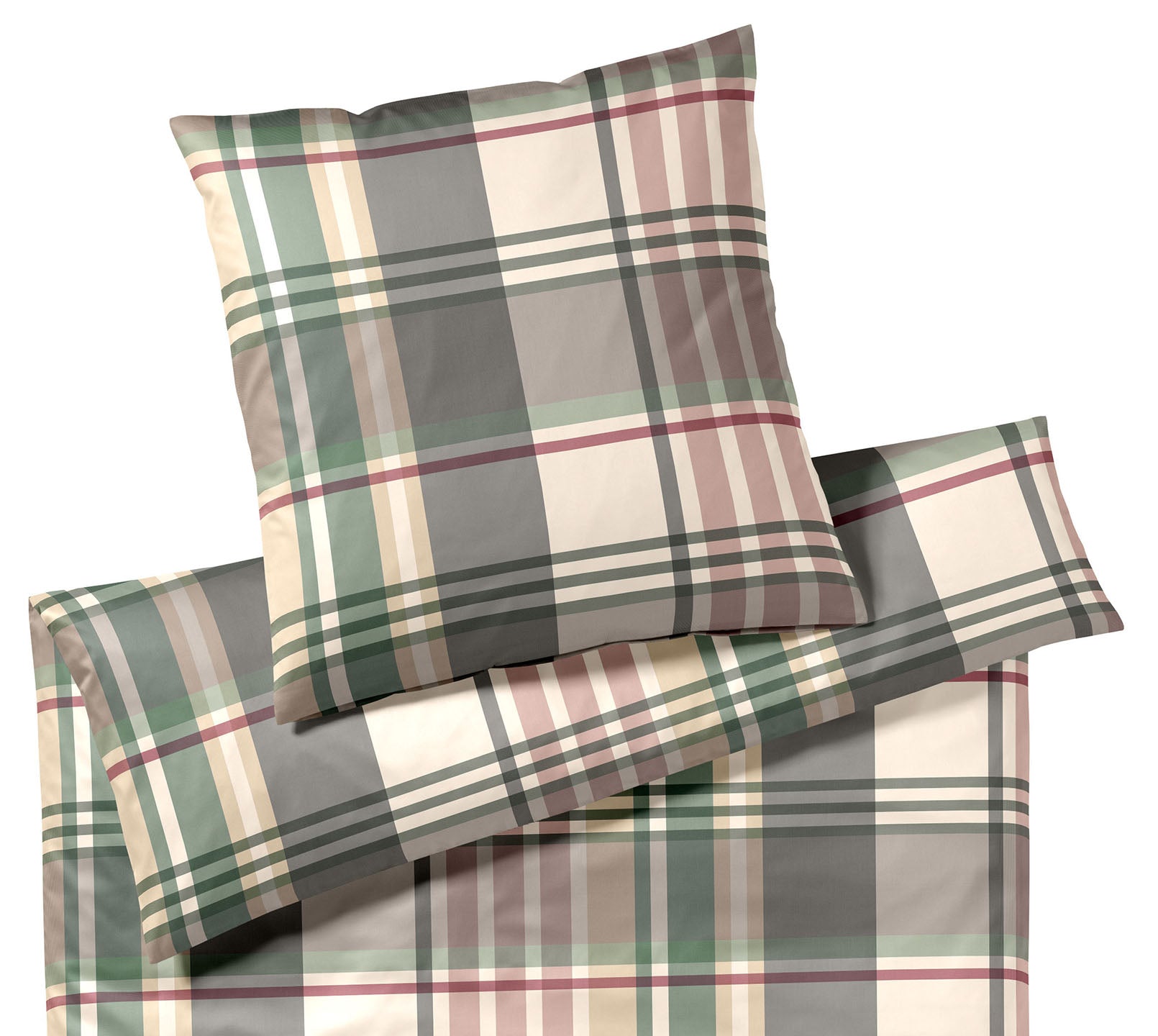 Satin Bettwaesche Angle in Rot Karos Freisteller