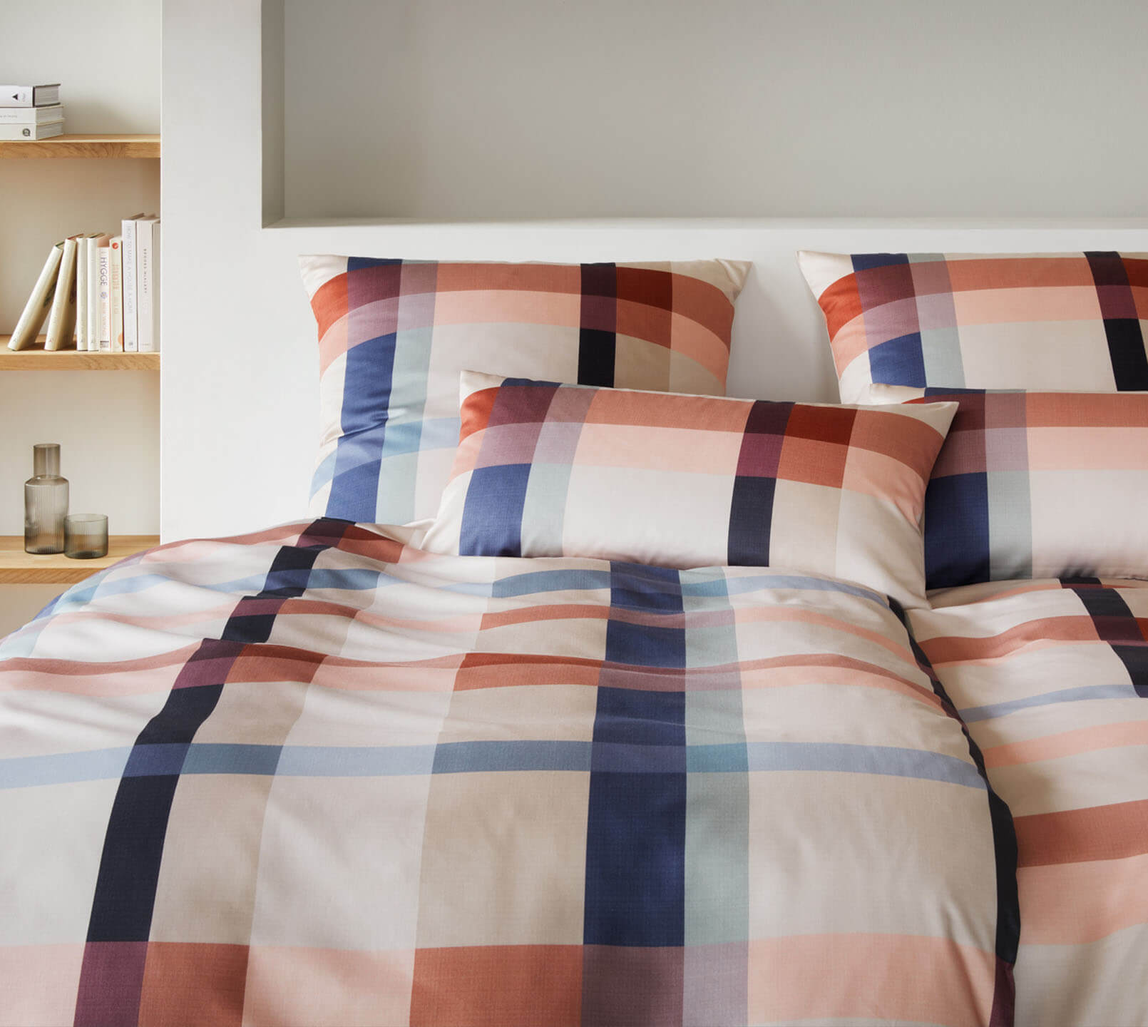 Satin Bettwäsche Carree in Terra Karo Schlafzimmer #farbe_Carree Terra